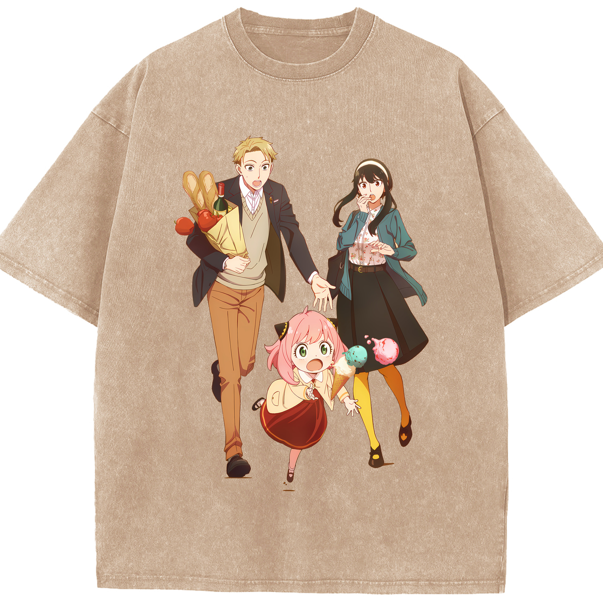 （画像用） SPY×FAMILY间谍家家酒 綿100% ヴィンテージ風 半袖Tシャツ（フロントプリント）
