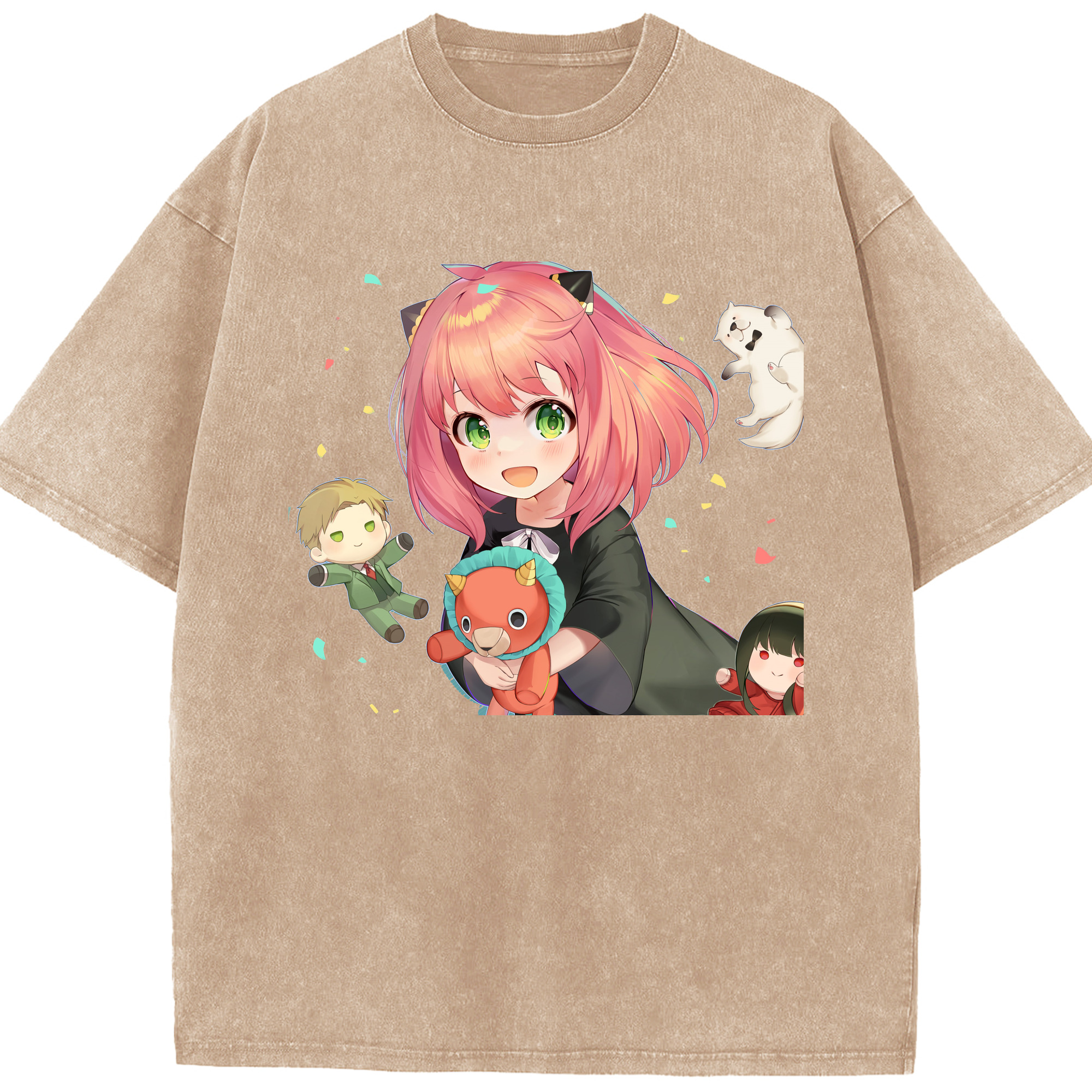 （画像用） SPY×FAMILY间谍家家酒 綿100% ヴィンテージ風 半袖Tシャツ（フロントプリント）