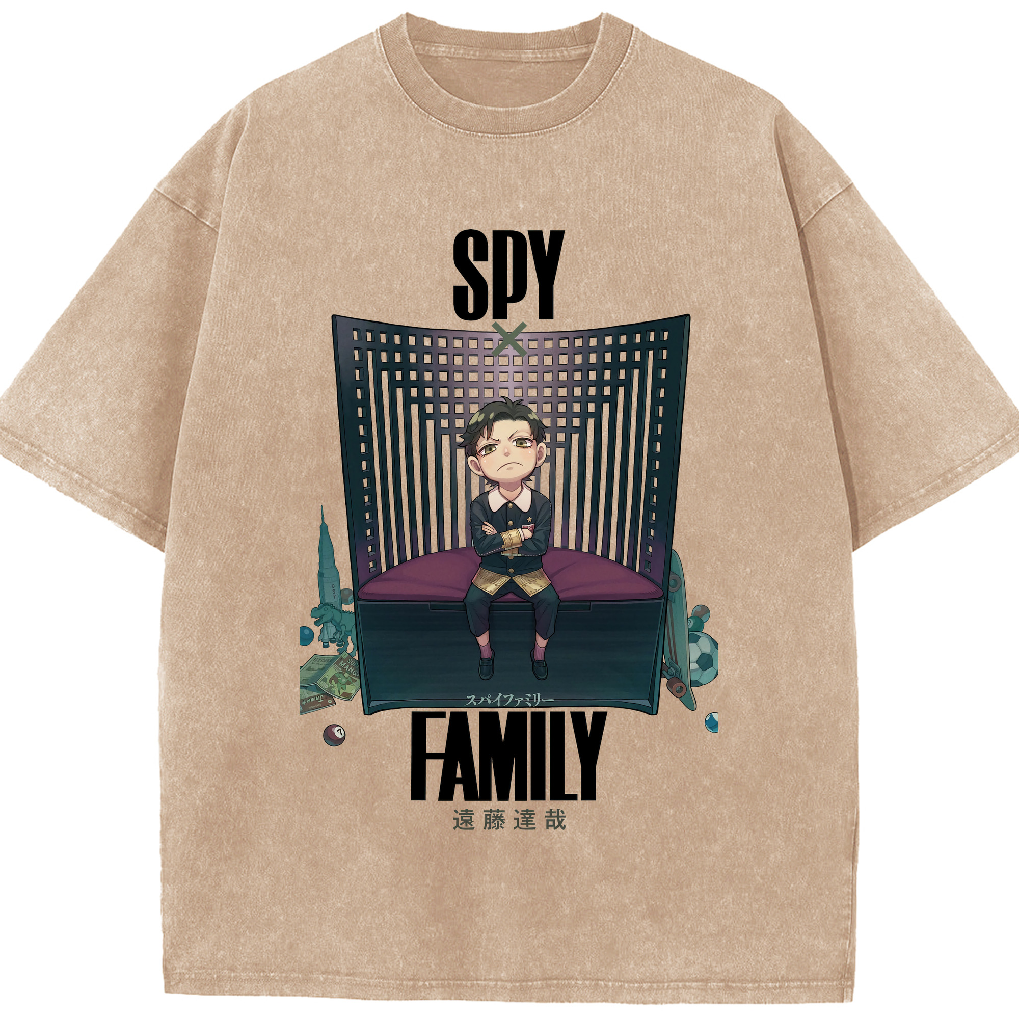 （画像用） SPY×FAMILY间谍家家酒 綿100% ヴィンテージ風 半袖Tシャツ（フロントプリント）