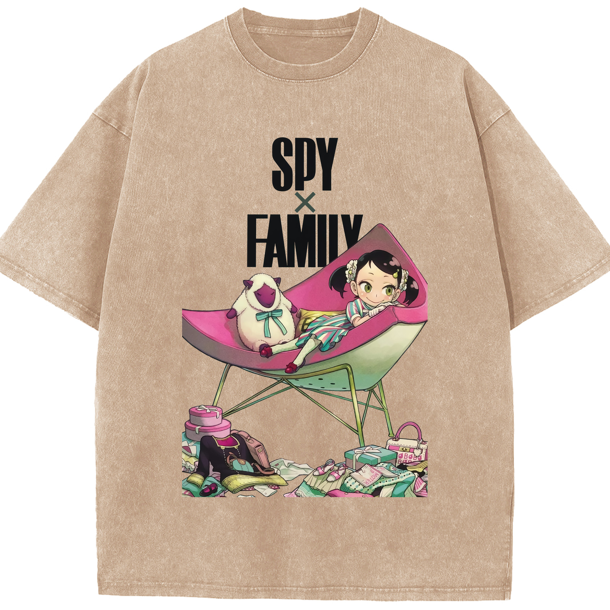 （画像用） SPY×FAMILY间谍家家酒 綿100% ヴィンテージ風 半袖Tシャツ（フロントプリント）