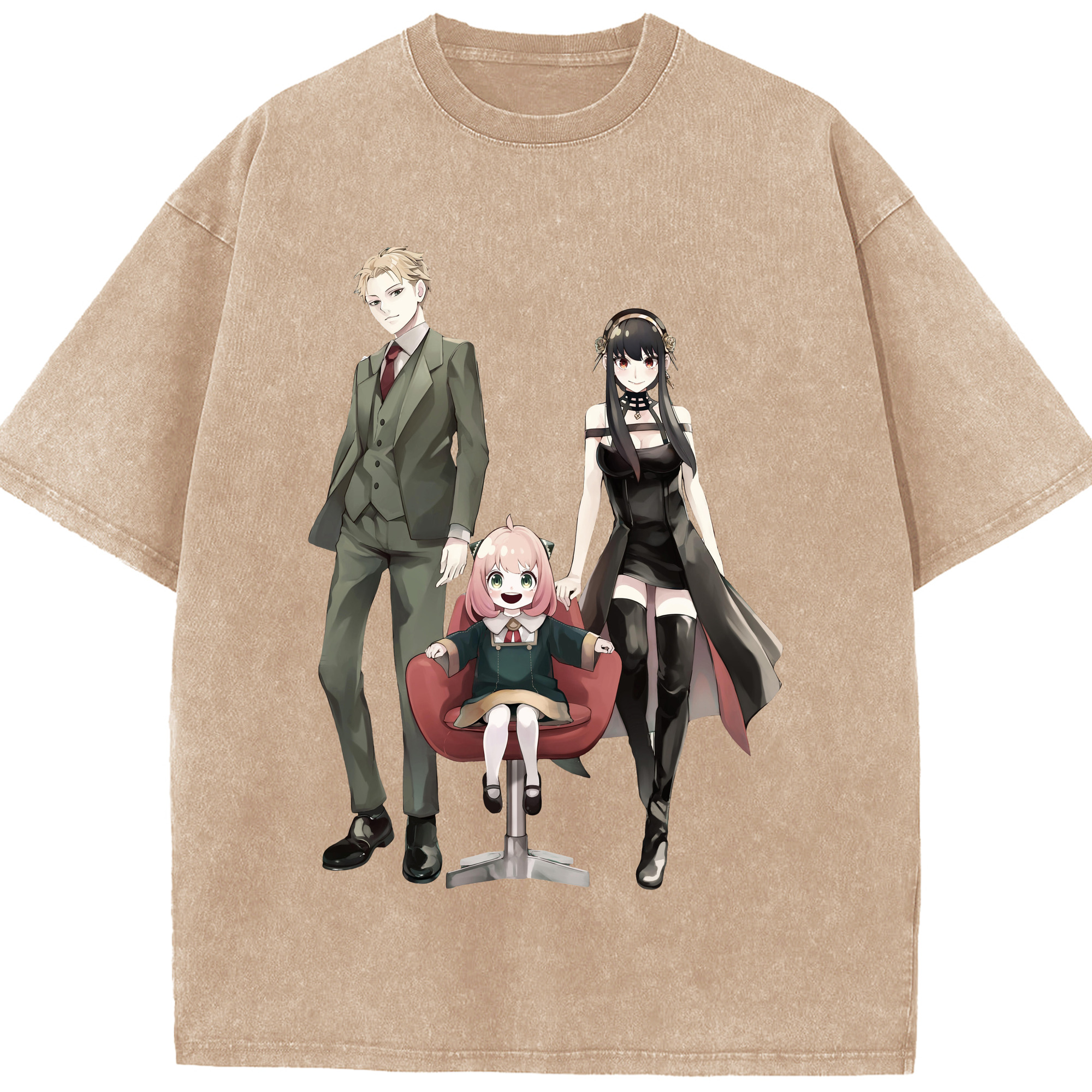 （画像用） SPY×FAMILY间谍家家酒 綿100% ヴィンテージ風 半袖Tシャツ（フロントプリント）