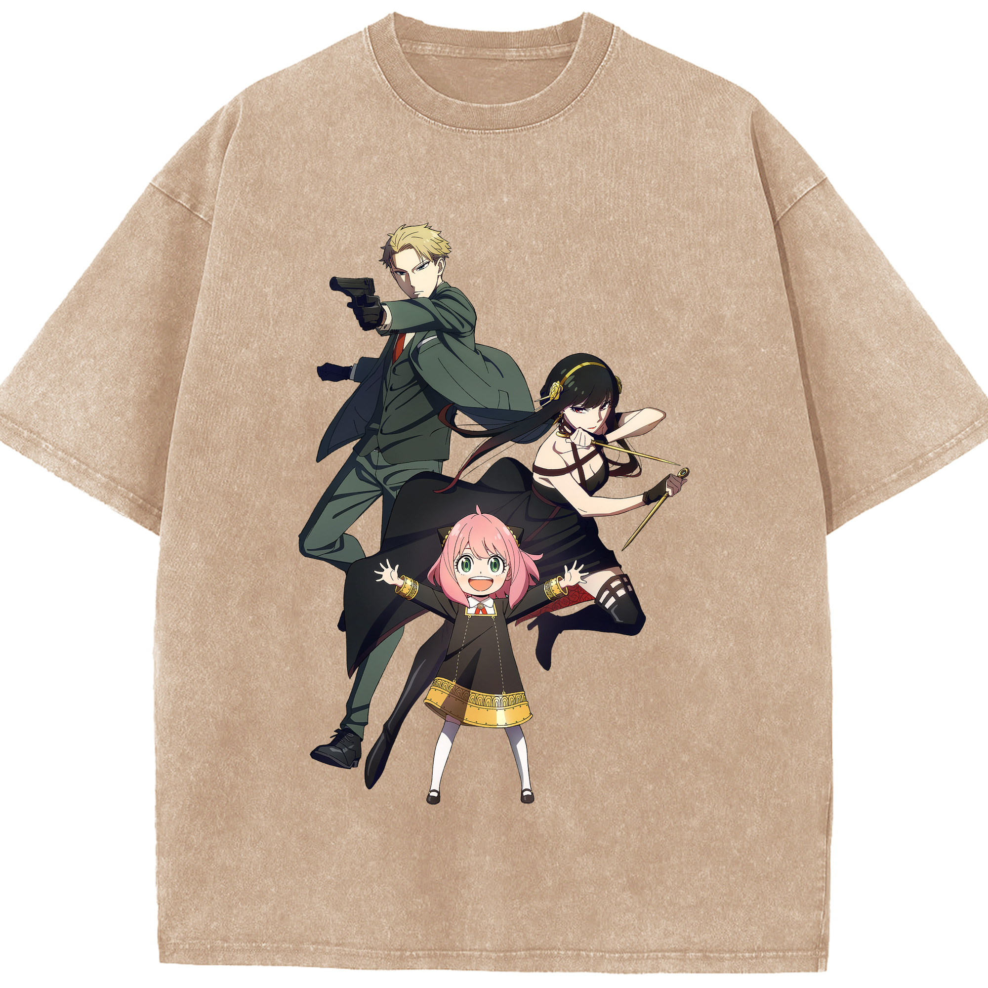 （画像用） SPY×FAMILY间谍家家酒 綿100% ヴィンテージ風 半袖Tシャツ（フロントプリント）