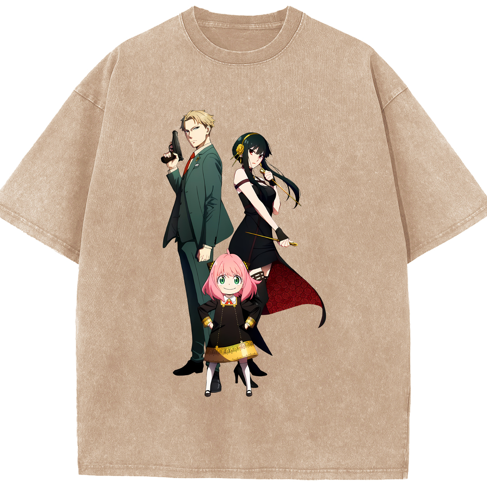 （画像用） SPY×FAMILY间谍家家酒 綿100% ヴィンテージ風 半袖Tシャツ（フロントプリント）