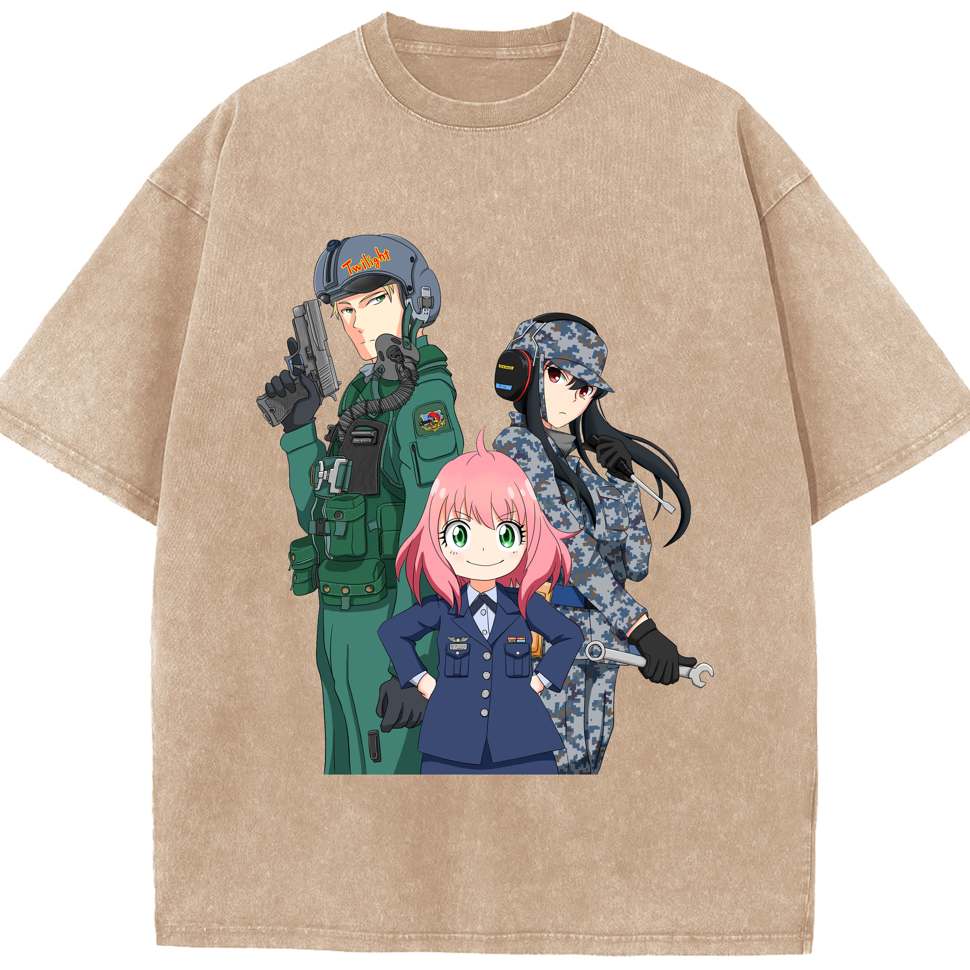 （画像用） SPY×FAMILY间谍家家酒 綿100% ヴィンテージ風 半袖Tシャツ（フロントプリント）