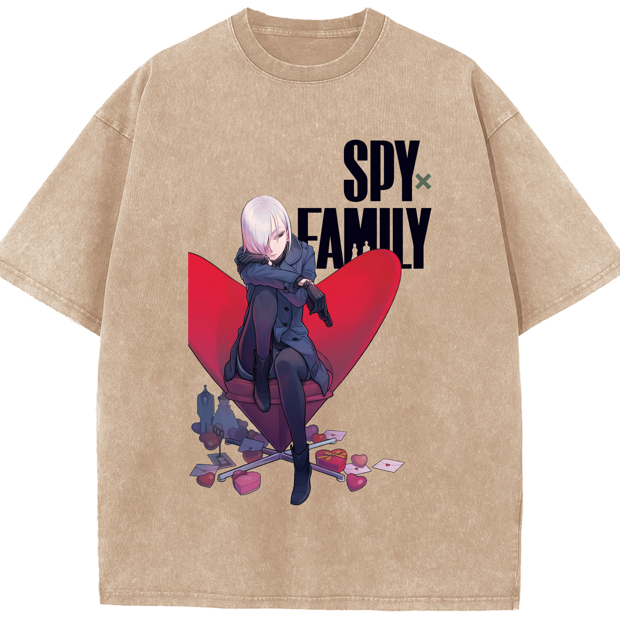 （画像用） SPY×FAMILY间谍家家酒 綿100% ヴィンテージ風 半袖Tシャツ（フロントプリント）