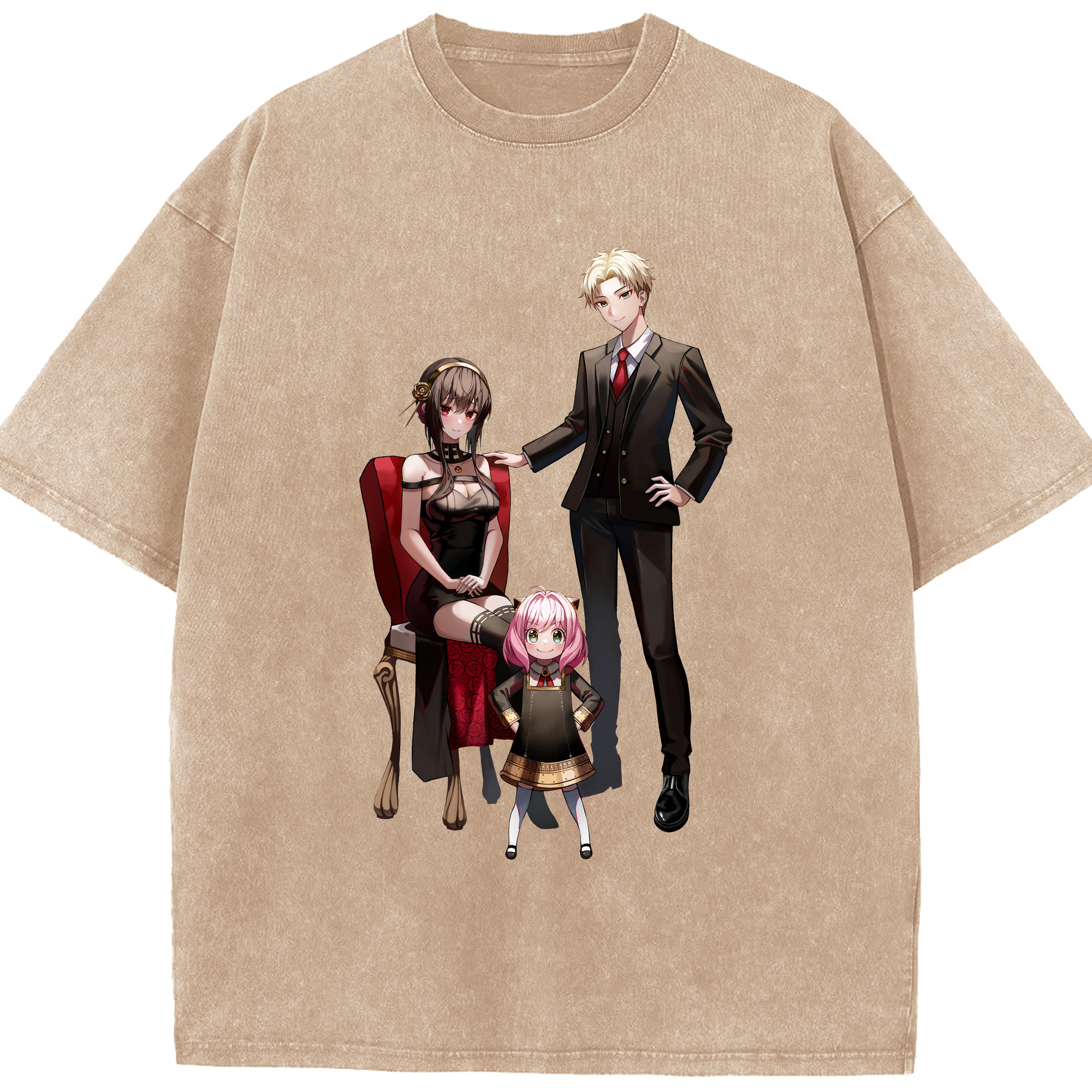 （画像用） SPY×FAMILY间谍家家酒 綿100% ヴィンテージ風 半袖Tシャツ（フロントプリント）