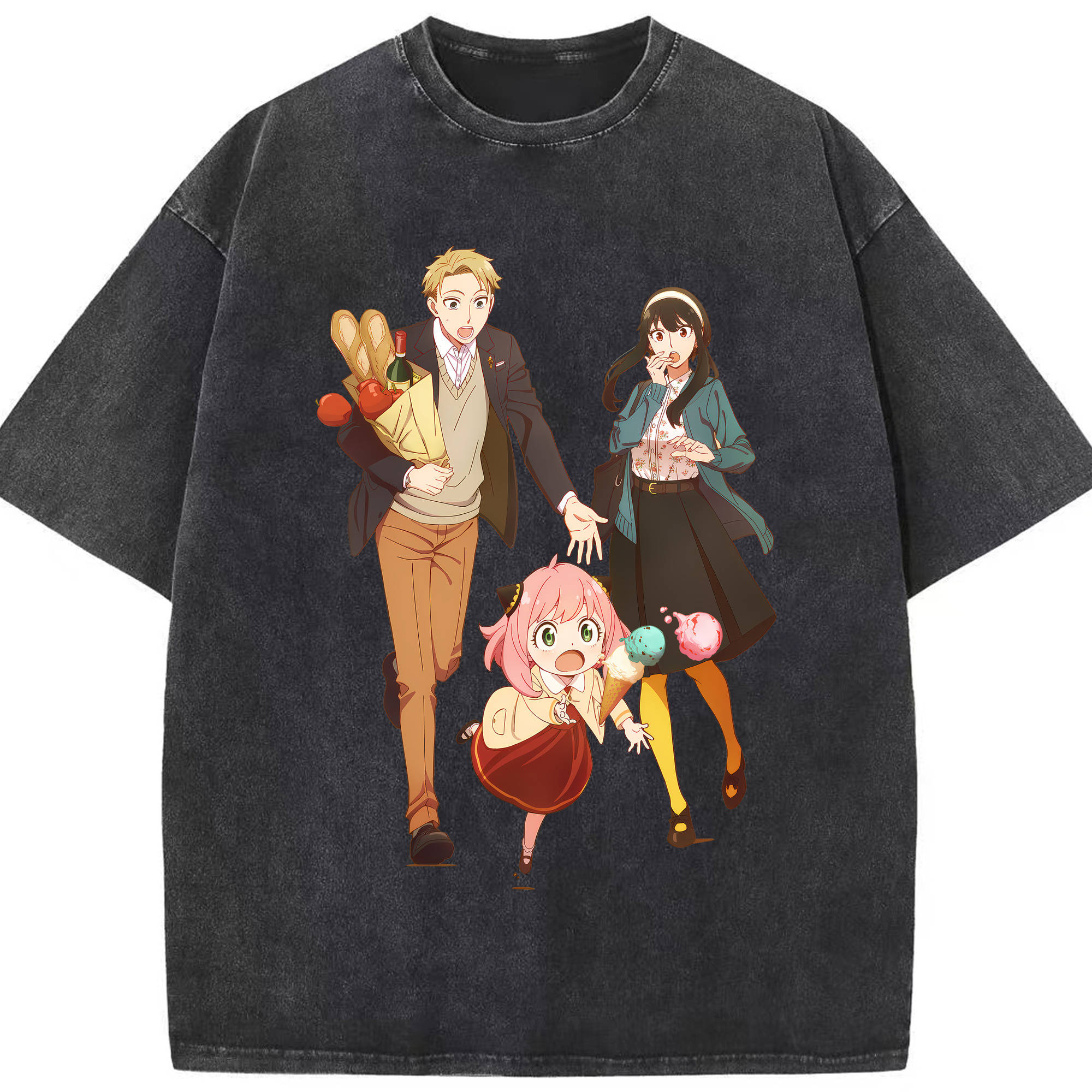 （画像用） SPY×FAMILY间谍家家酒 綿100% ヴィンテージ風 半袖Tシャツ（フロントプリント）