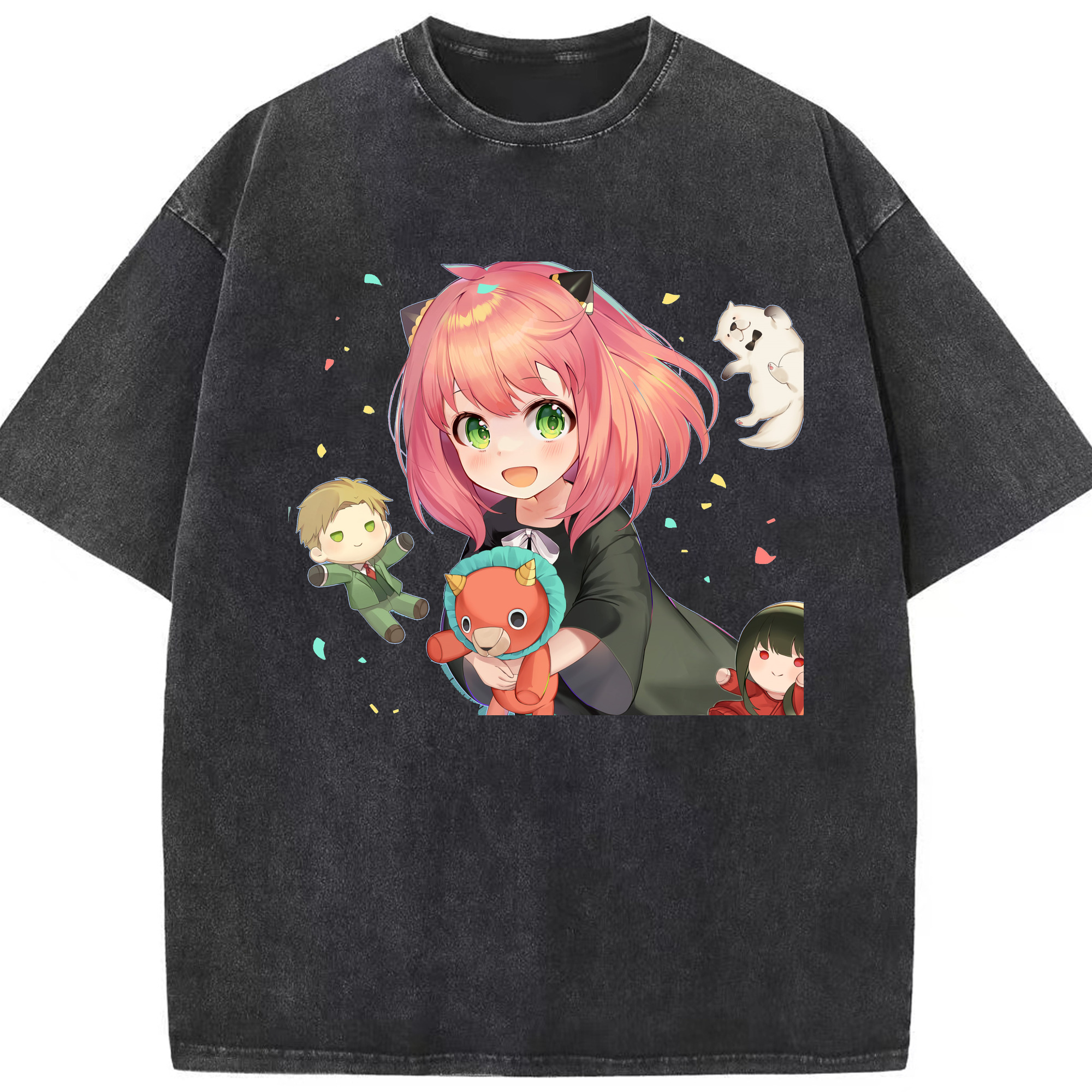 （画像用） SPY×FAMILY间谍家家酒 綿100% ヴィンテージ風 半袖Tシャツ（フロントプリント）