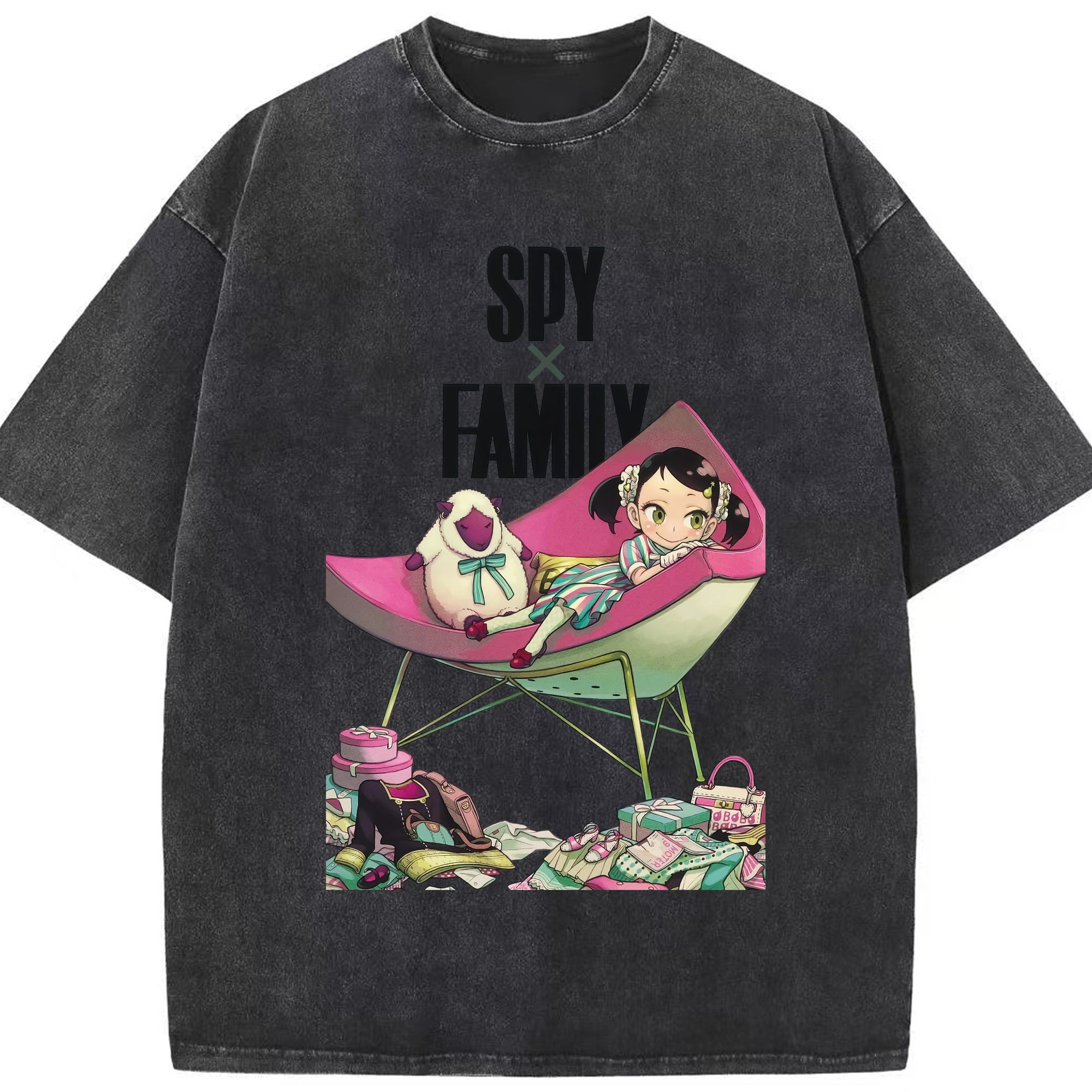 （画像用） SPY×FAMILY间谍家家酒 綿100% ヴィンテージ風 半袖Tシャツ（フロントプリント）