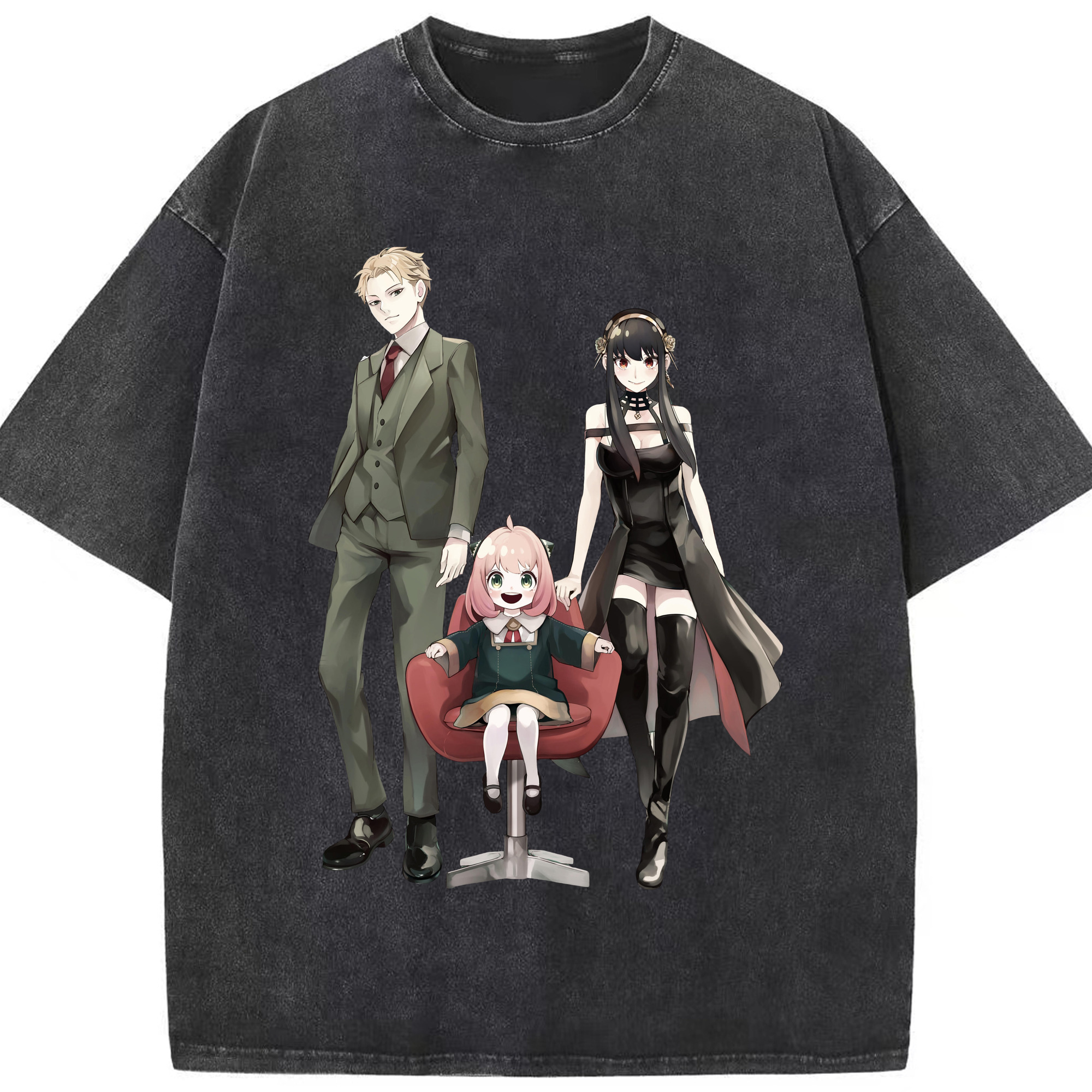 （画像用） SPY×FAMILY间谍家家酒 綿100% ヴィンテージ風 半袖Tシャツ（フロントプリント）