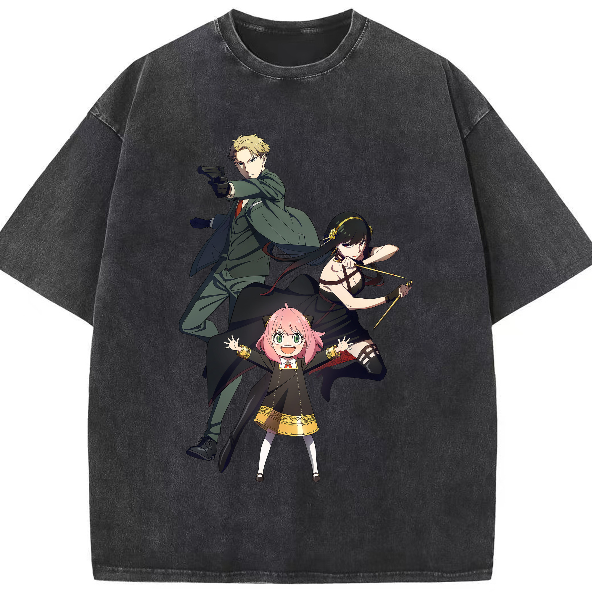（画像用） SPY×FAMILY间谍家家酒 綿100% ヴィンテージ風 半袖Tシャツ（フロントプリント）