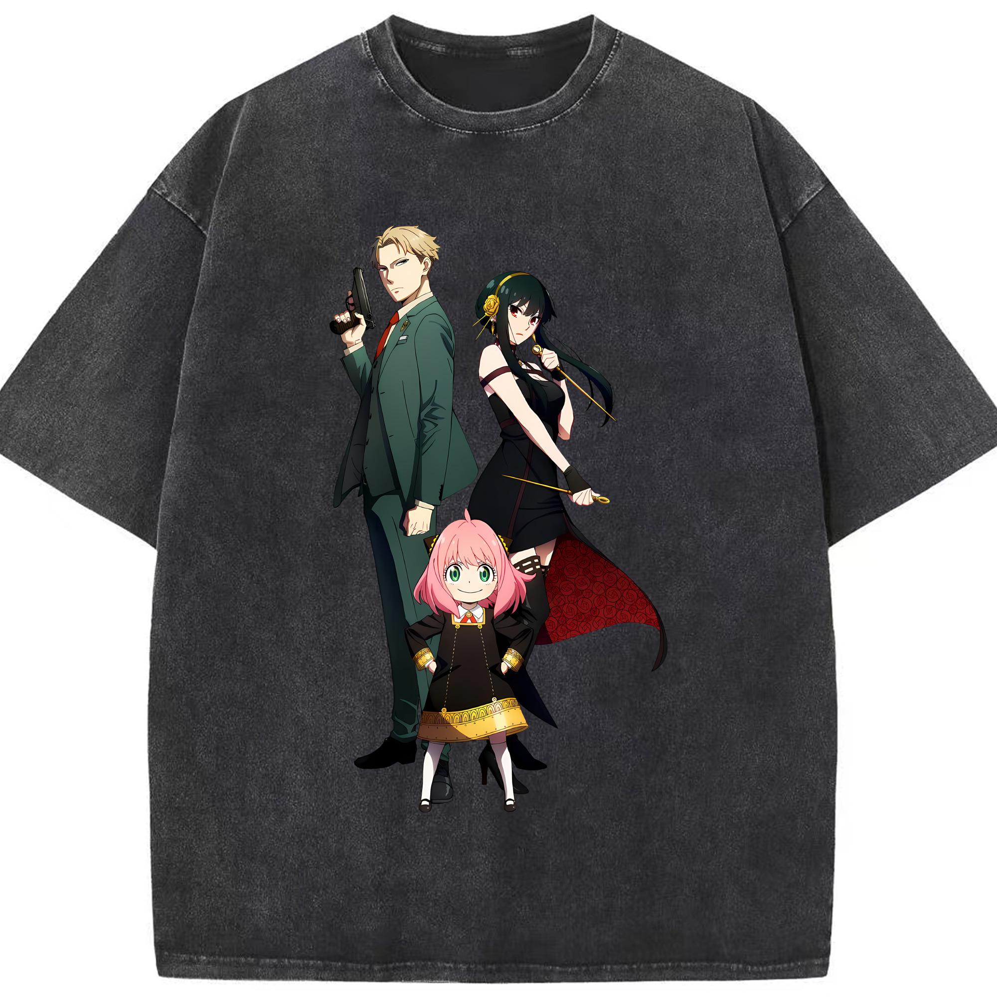 （画像用） SPY×FAMILY间谍家家酒 綿100% ヴィンテージ風 半袖Tシャツ（フロントプリント）