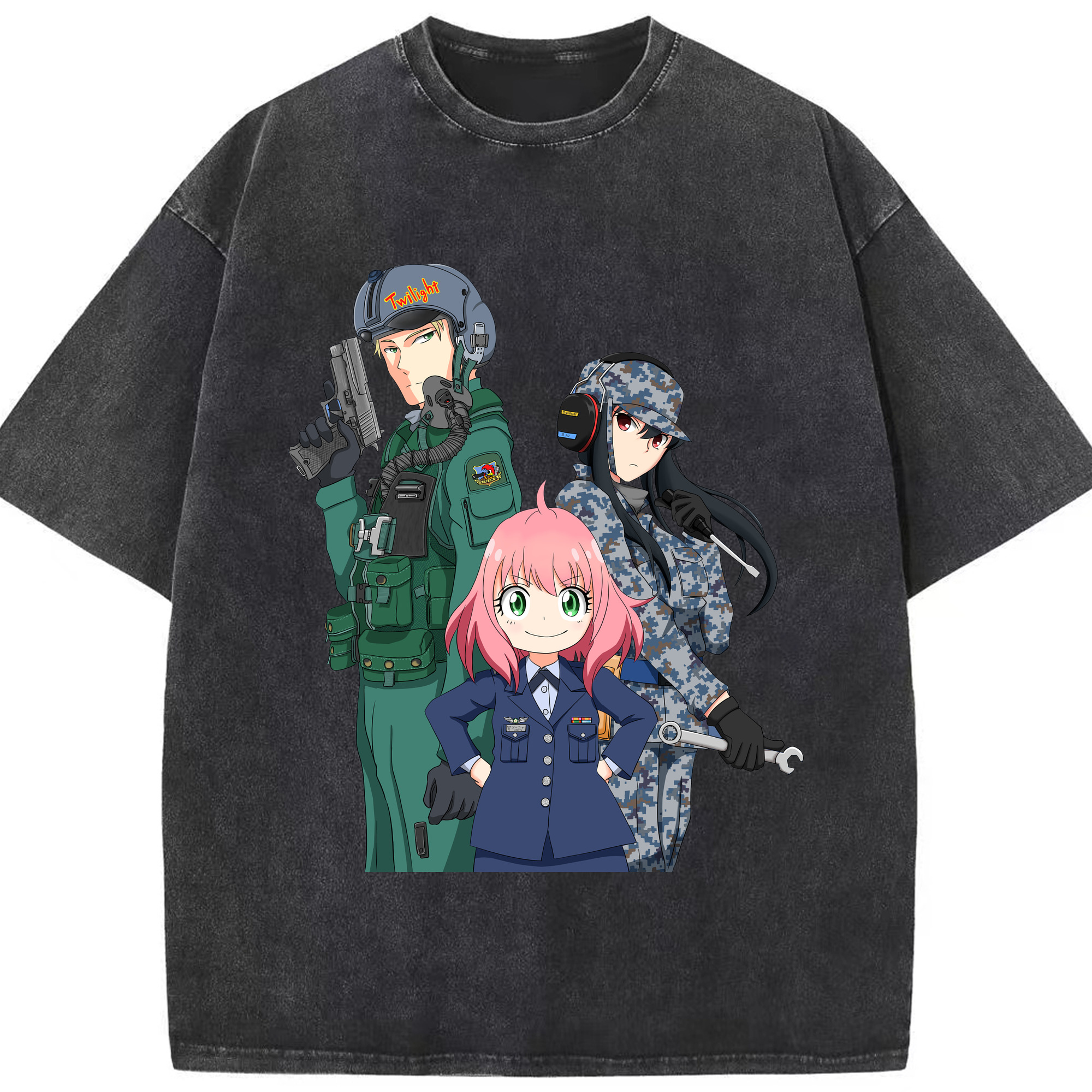 （画像用） SPY×FAMILY间谍家家酒 綿100% ヴィンテージ風 半袖Tシャツ（フロントプリント）