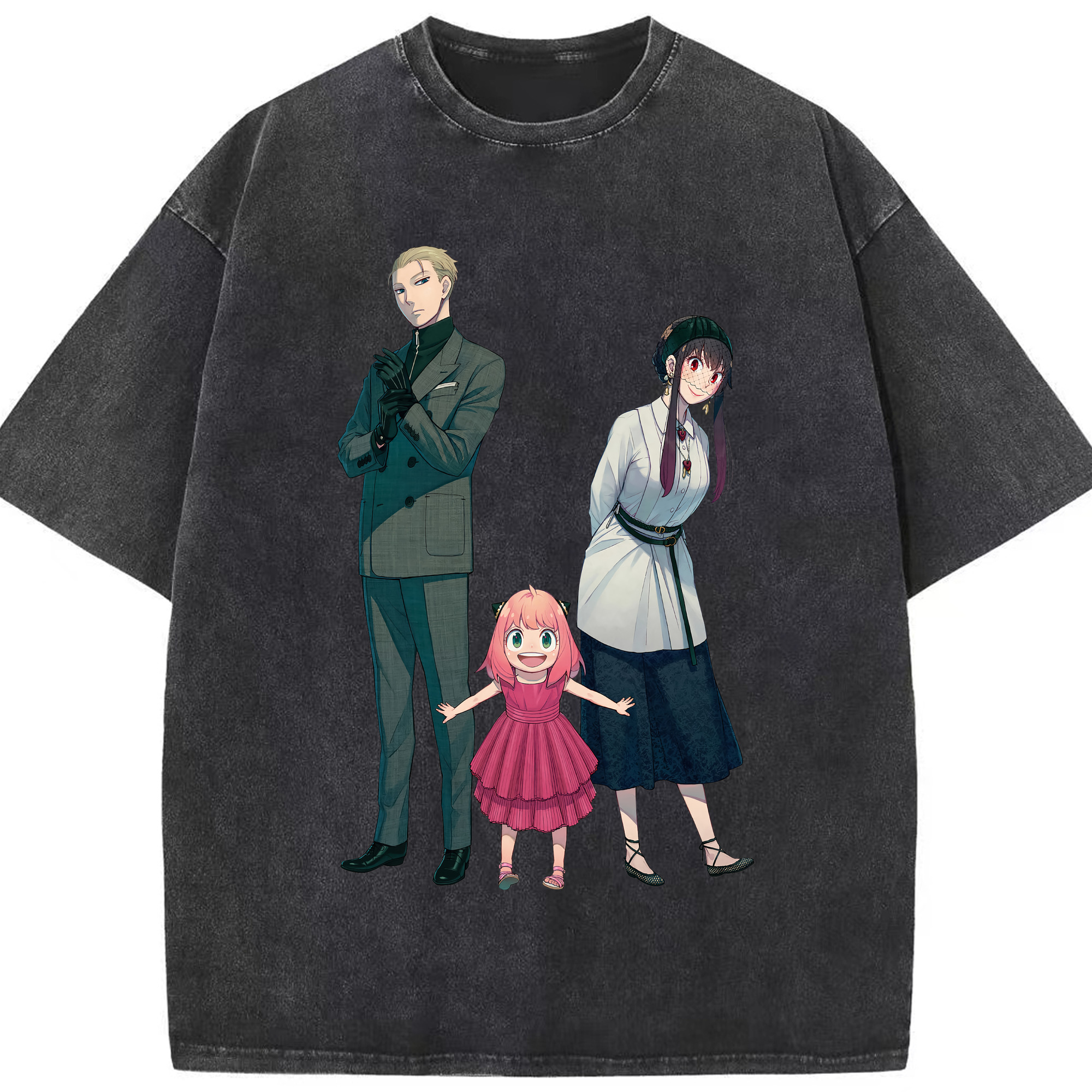 （画像用） SPY×FAMILY间谍家家酒 綿100% ヴィンテージ風 半袖Tシャツ（フロントプリント）