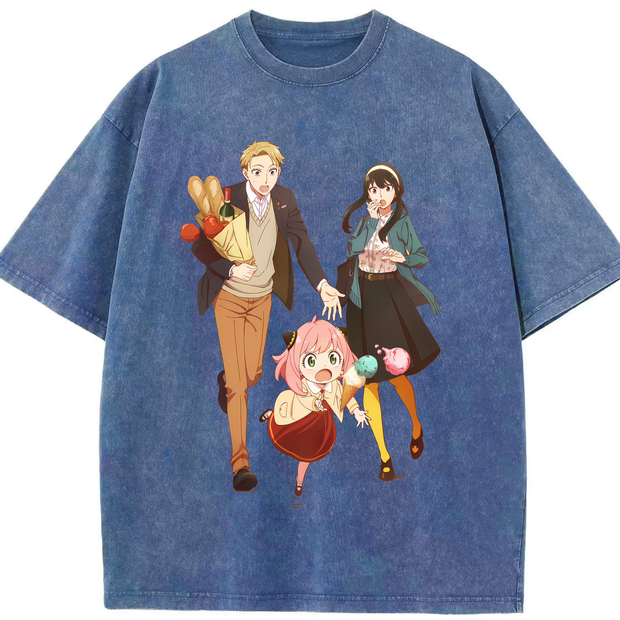（画像用） SPY×FAMILY间谍家家酒 綿100% ヴィンテージ風 半袖Tシャツ（フロントプリント）