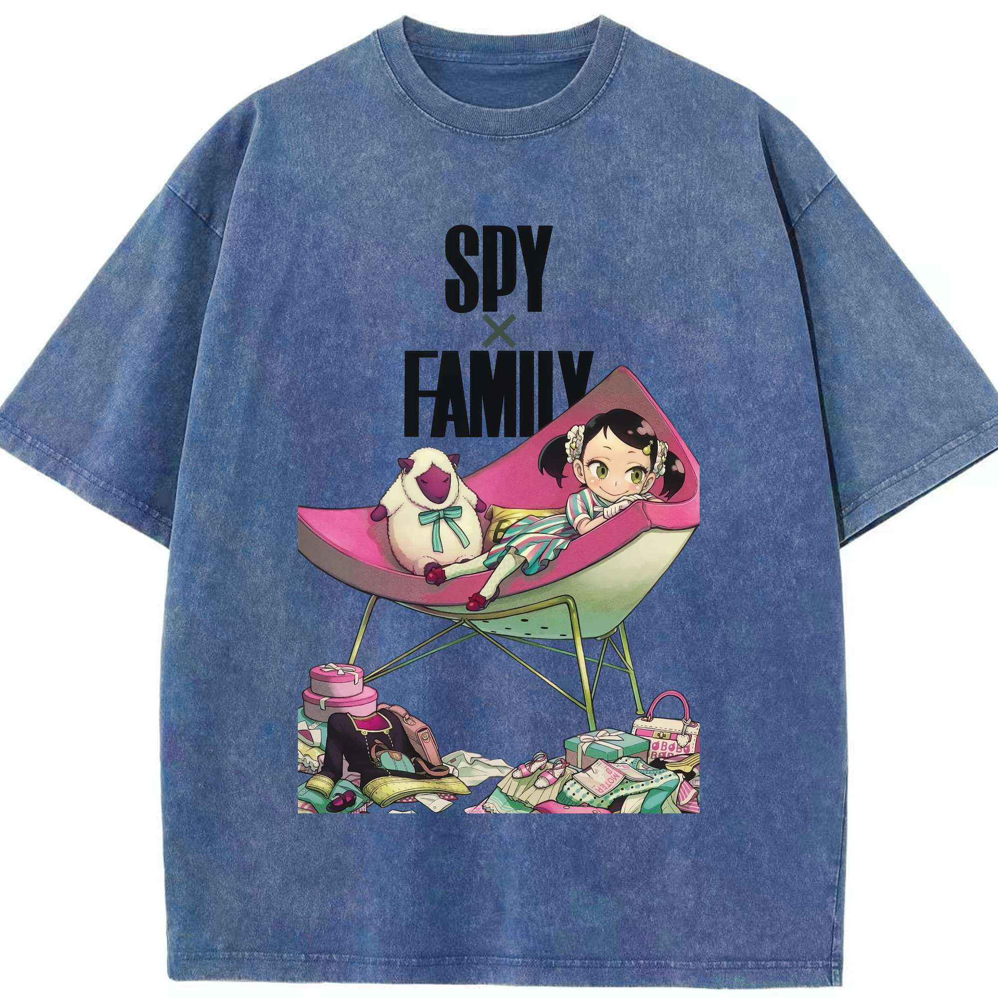 （画像用） SPY×FAMILY间谍家家酒 綿100% ヴィンテージ風 半袖Tシャツ（フロントプリント）