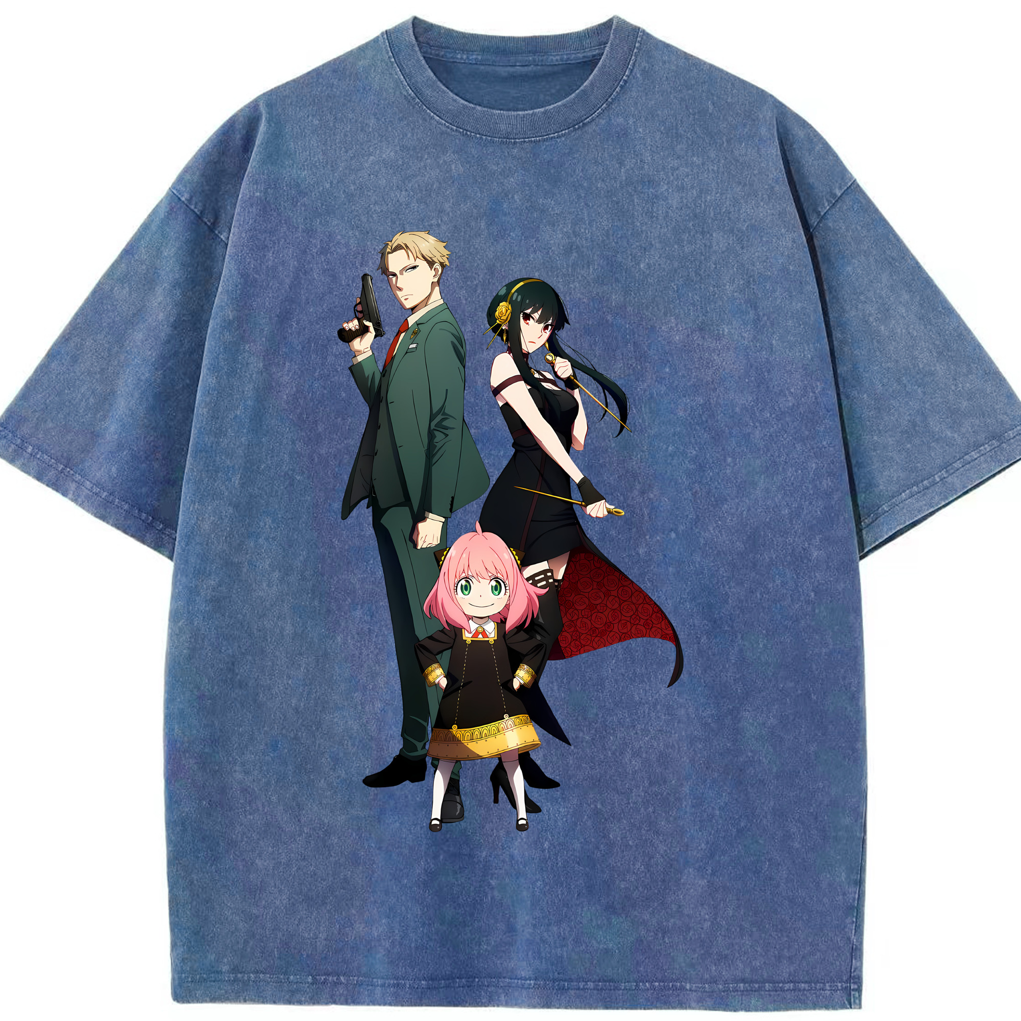 （画像用） SPY×FAMILY间谍家家酒 綿100% ヴィンテージ風 半袖Tシャツ（フロントプリント）