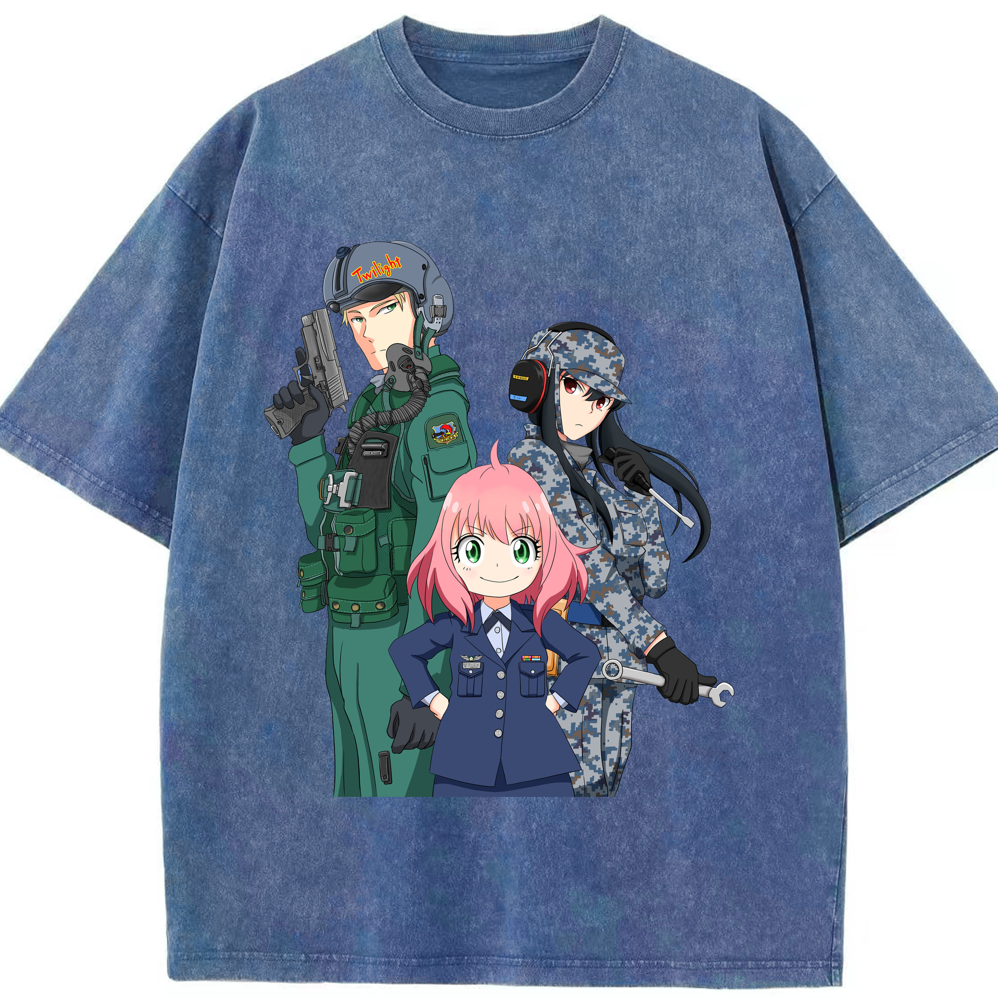 （画像用） SPY×FAMILY间谍家家酒 綿100% ヴィンテージ風 半袖Tシャツ（フロントプリント）