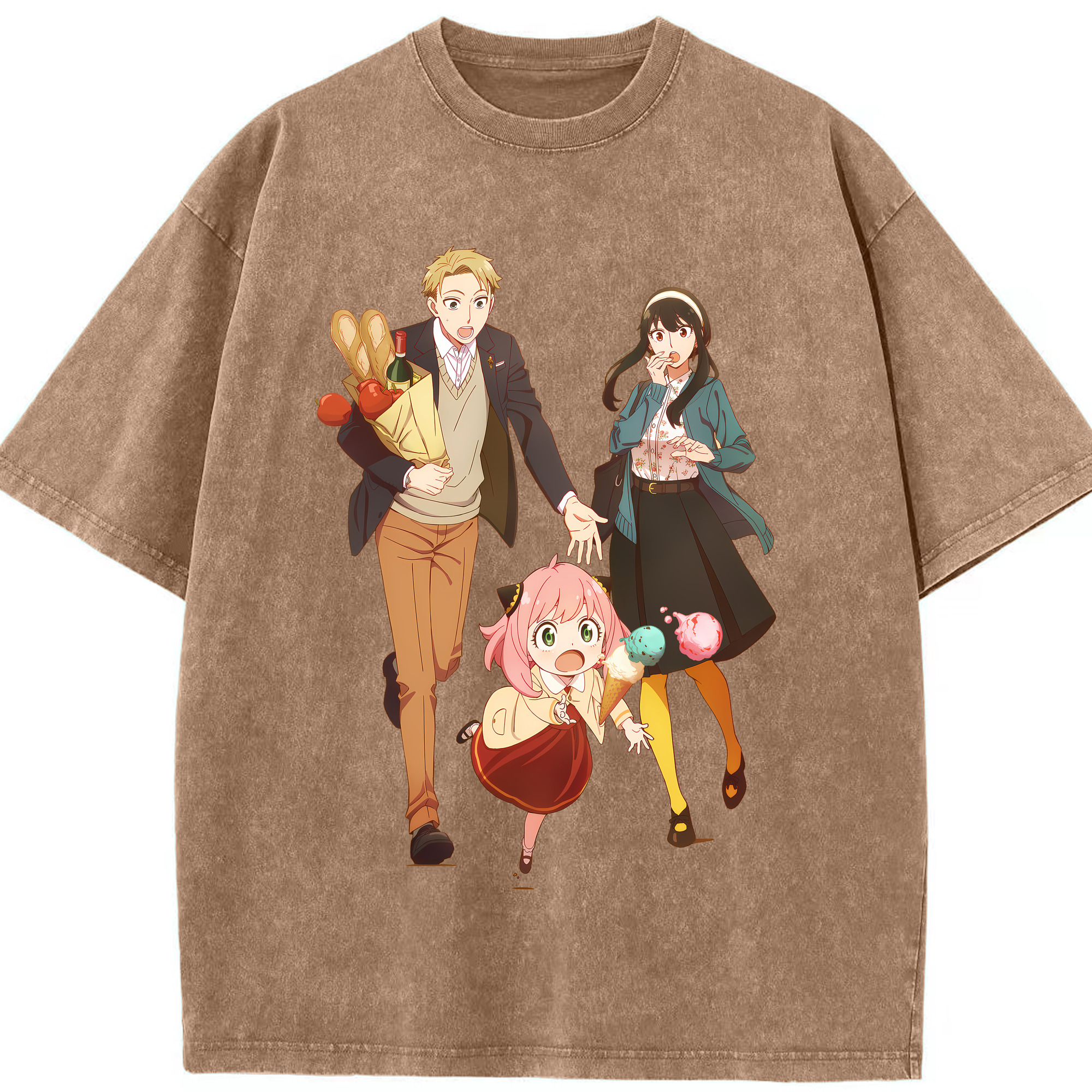 （画像用） SPY×FAMILY间谍家家酒 綿100% ヴィンテージ風 半袖Tシャツ（フロントプリント）