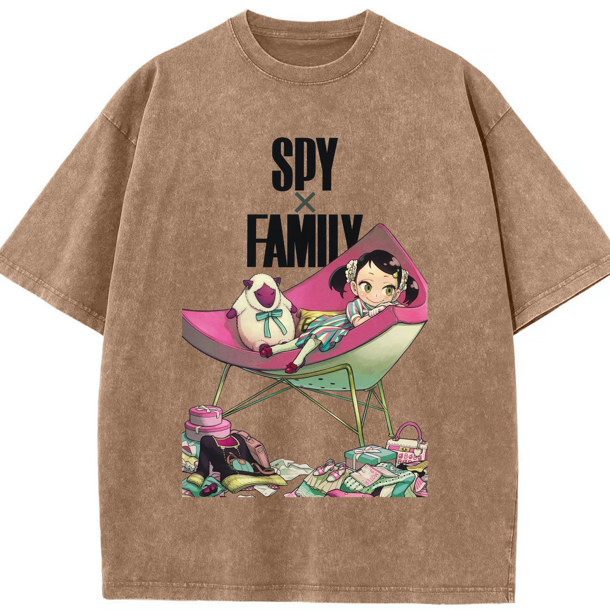 （画像用） SPY×FAMILY间谍家家酒 綿100% ヴィンテージ風 半袖Tシャツ（フロントプリント）