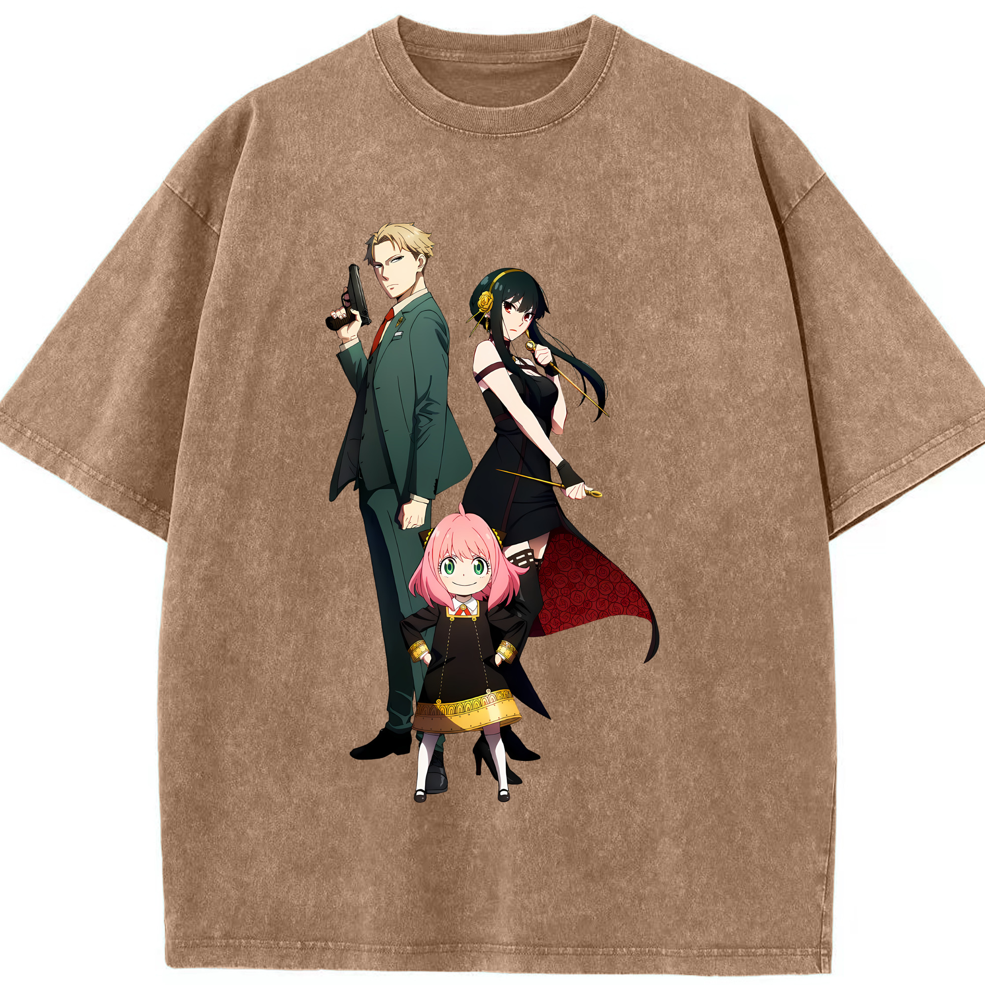 （画像用） SPY×FAMILY间谍家家酒 綿100% ヴィンテージ風 半袖Tシャツ（フロントプリント）