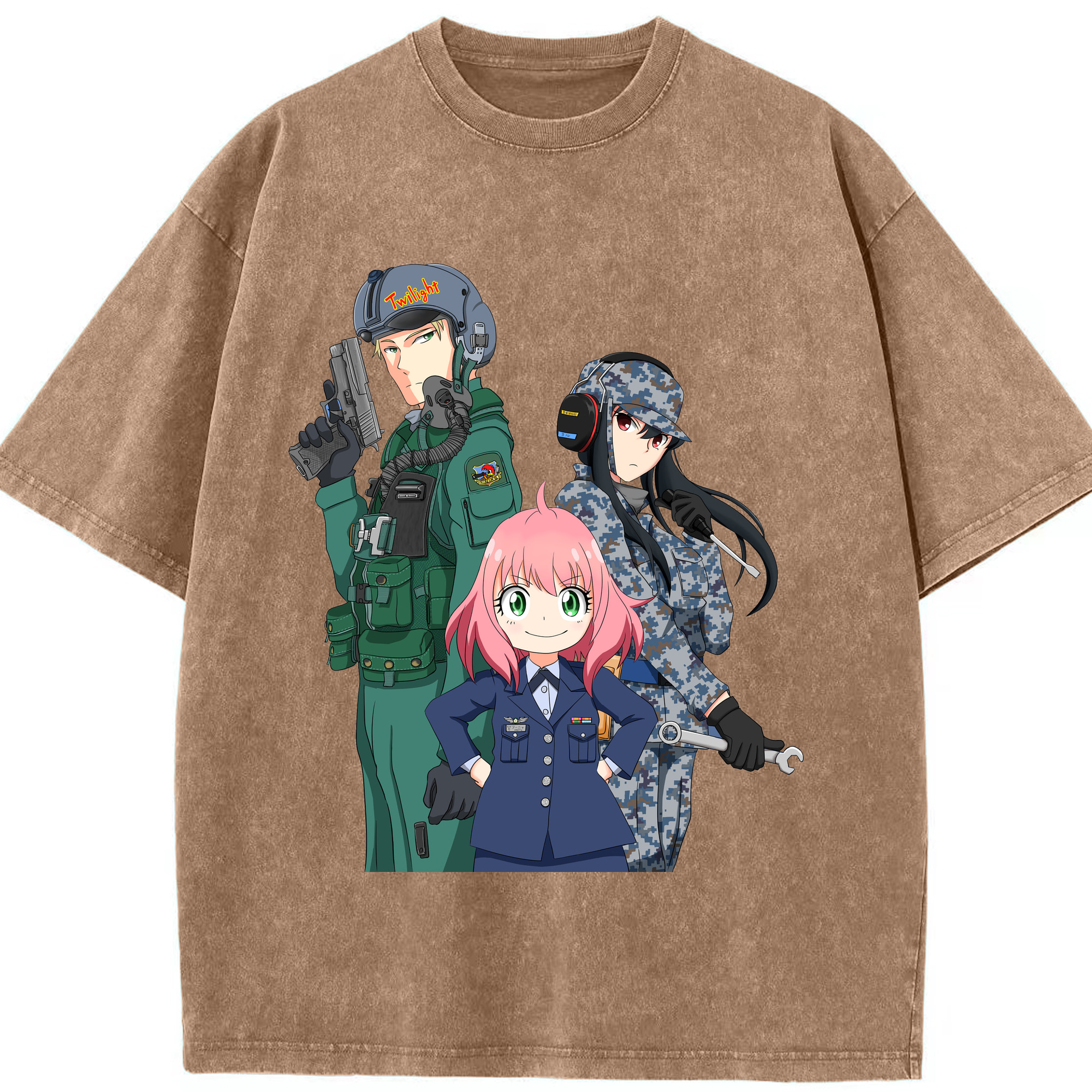 （画像用） SPY×FAMILY间谍家家酒 綿100% ヴィンテージ風 半袖Tシャツ（フロントプリント）