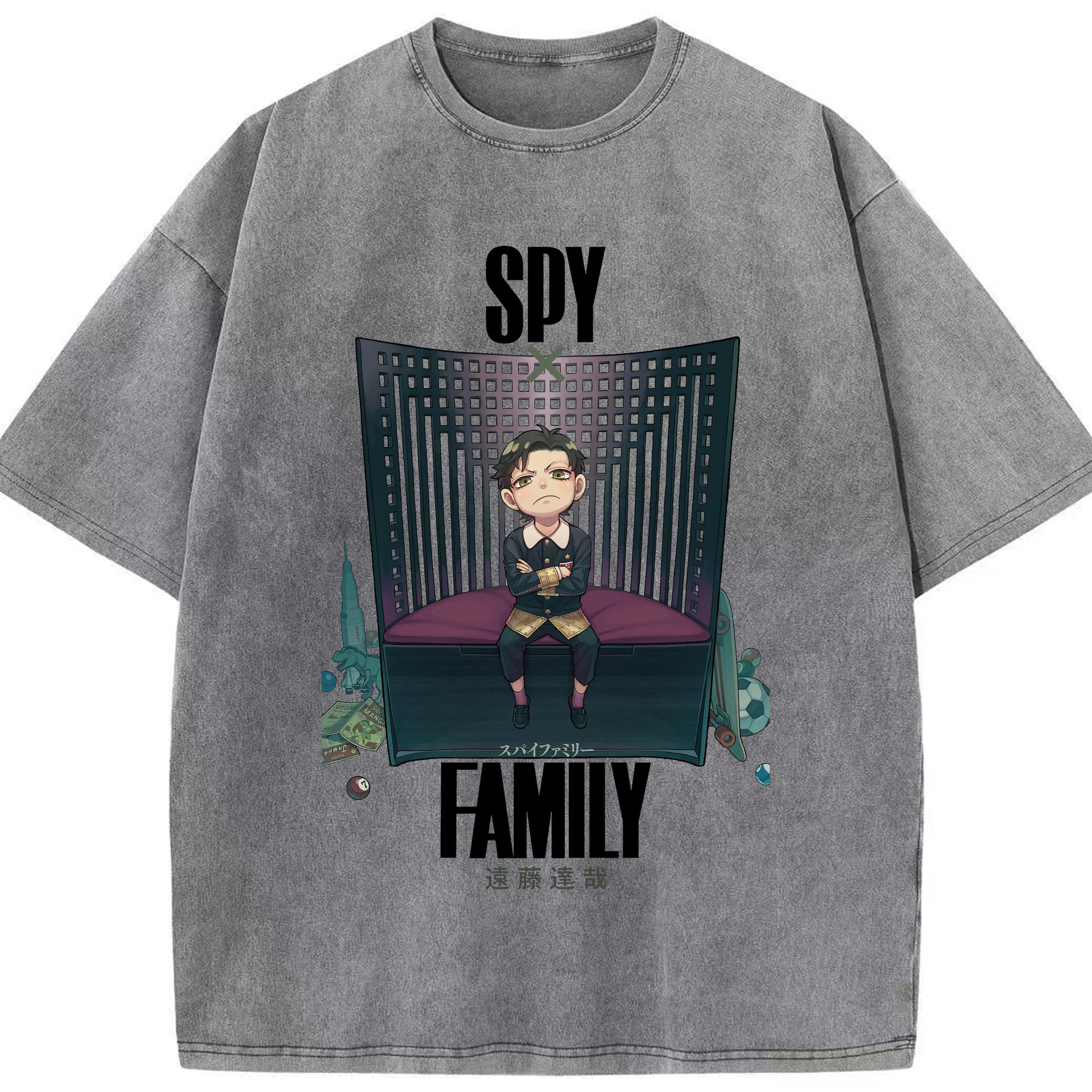 （画像用） SPY×FAMILY间谍家家酒 綿100% ヴィンテージ風 半袖Tシャツ（フロントプリント）
