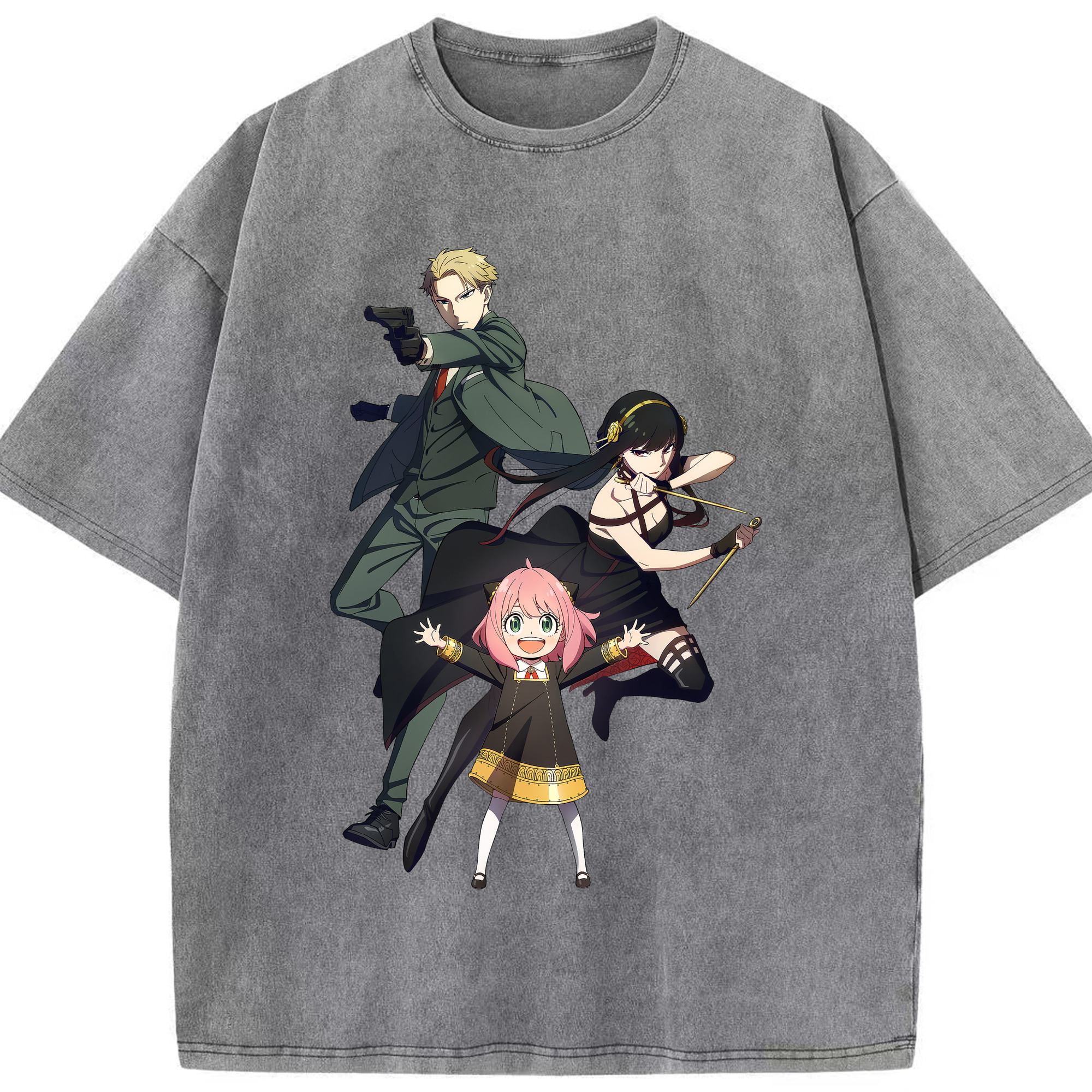 （画像用） SPY×FAMILY间谍家家酒 綿100% ヴィンテージ風 半袖Tシャツ（フロントプリント）