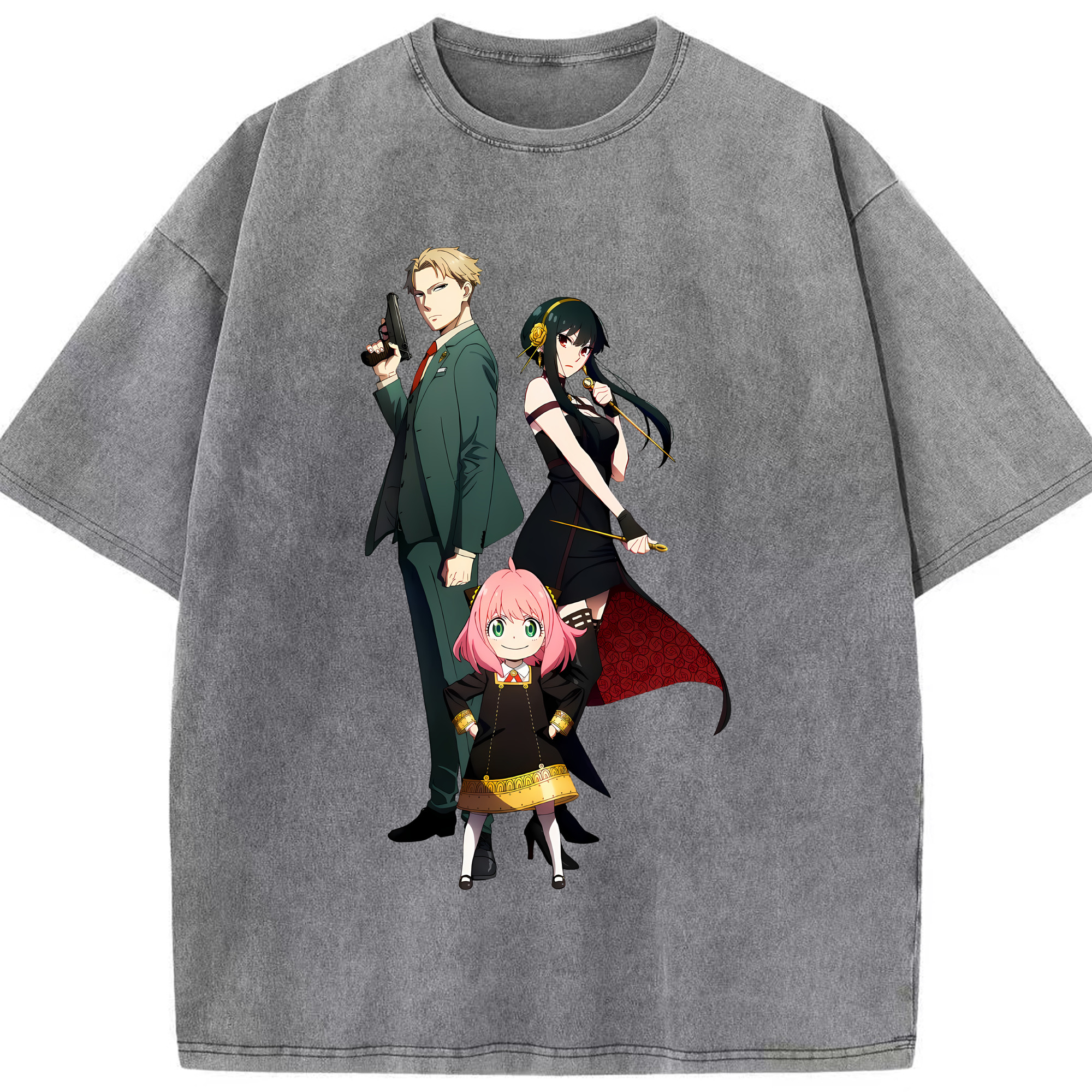 （画像用） SPY×FAMILY间谍家家酒 綿100% ヴィンテージ風 半袖Tシャツ（フロントプリント）