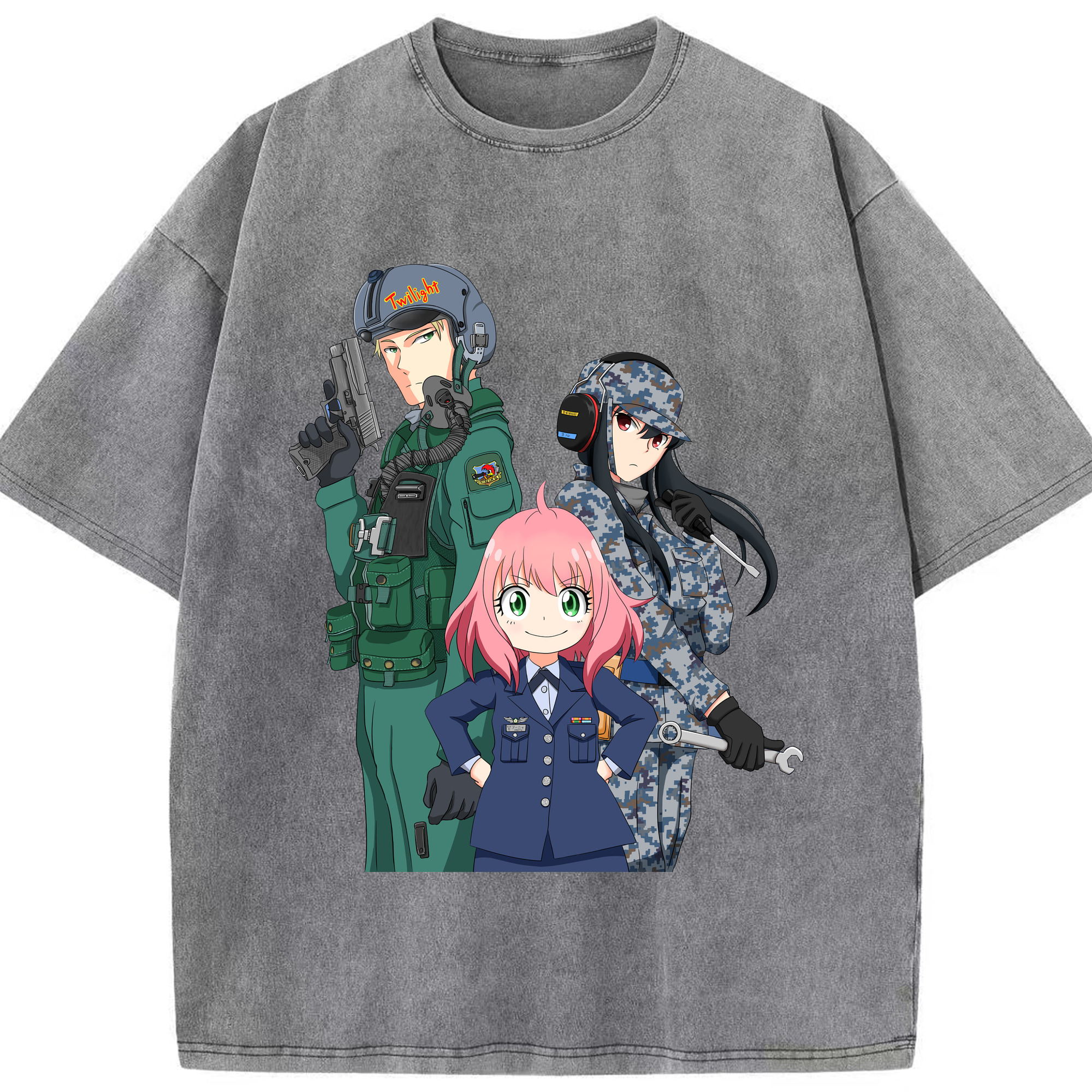 （画像用） SPY×FAMILY间谍家家酒 綿100% ヴィンテージ風 半袖Tシャツ（フロントプリント）