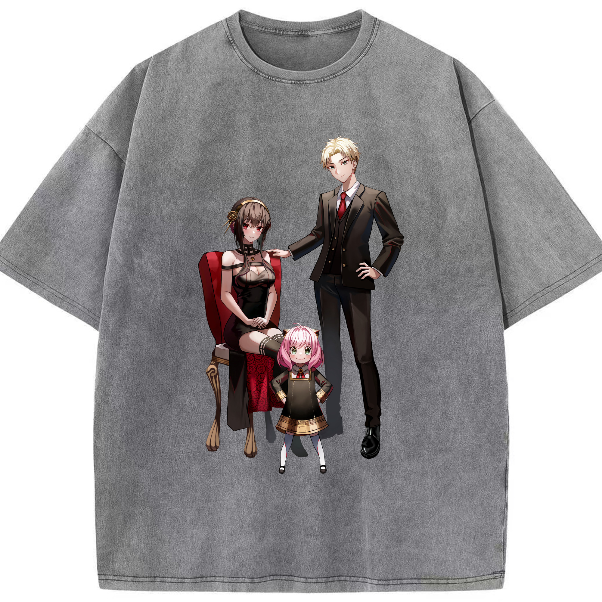 （画像用） SPY×FAMILY间谍家家酒 綿100% ヴィンテージ風 半袖Tシャツ（フロントプリント）