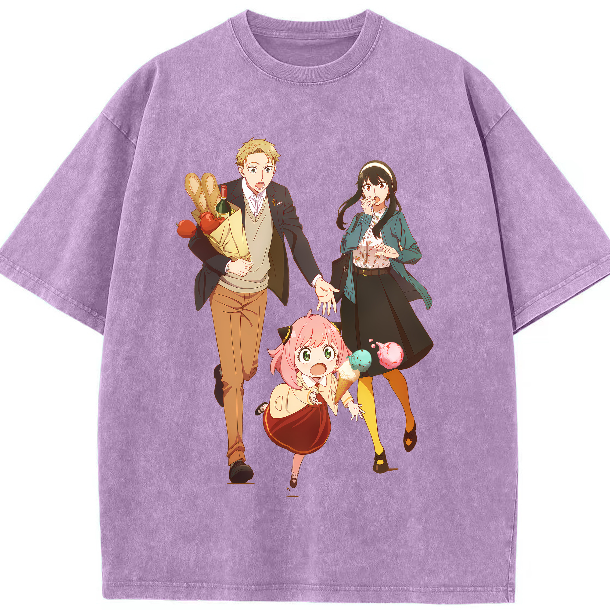 （画像用） SPY×FAMILY间谍家家酒 綿100% ヴィンテージ風 半袖Tシャツ（フロントプリント）