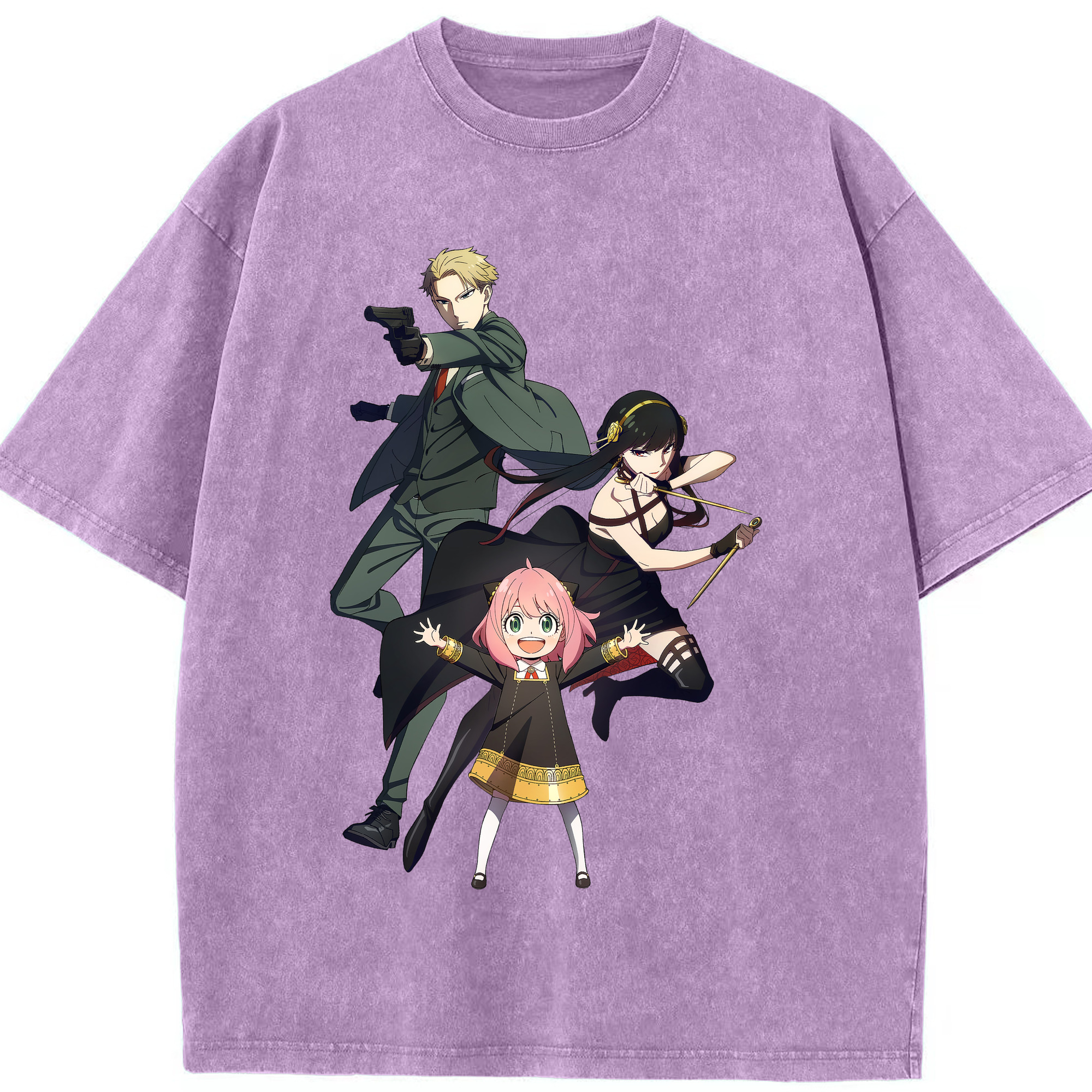 （画像用） SPY×FAMILY间谍家家酒 綿100% ヴィンテージ風 半袖Tシャツ（フロントプリント）