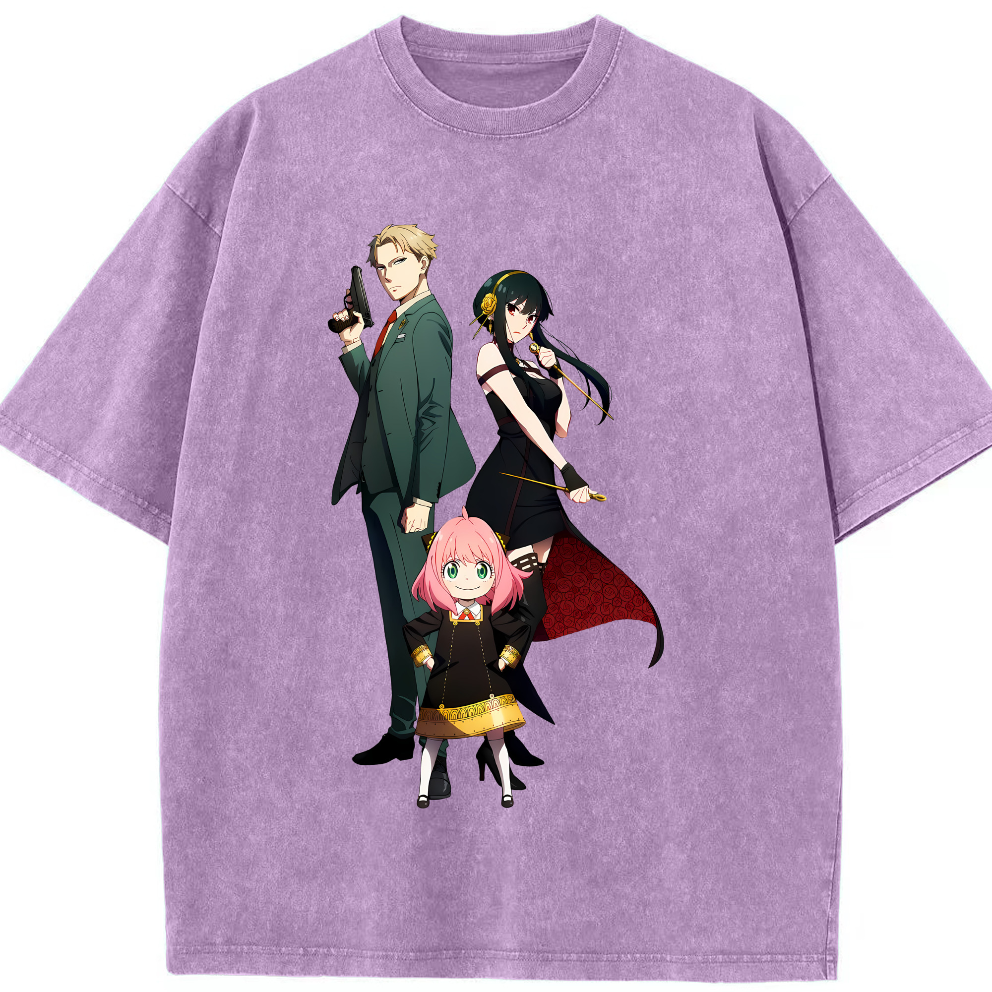 （画像用） SPY×FAMILY间谍家家酒 綿100% ヴィンテージ風 半袖Tシャツ（フロントプリント）
