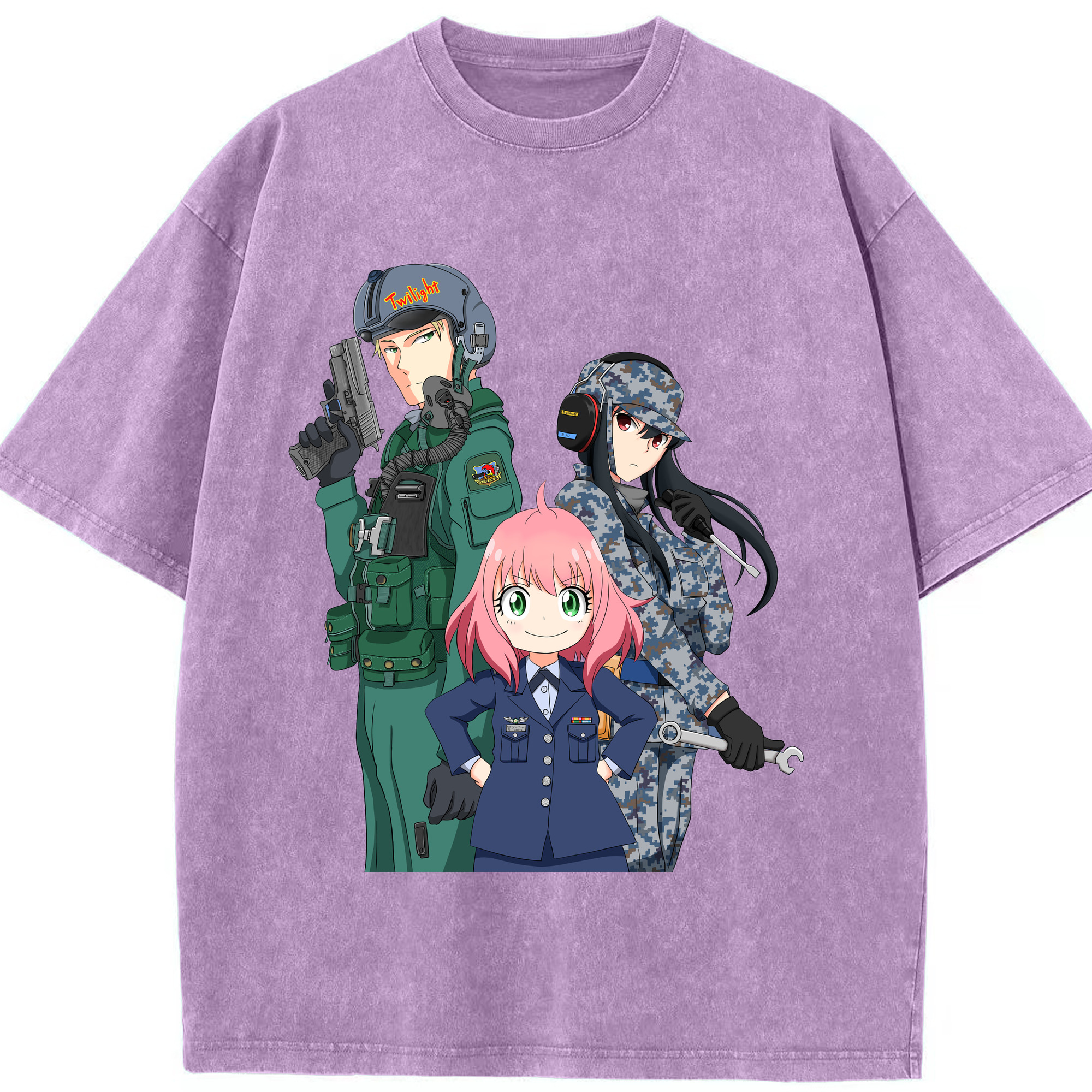 （画像用） SPY×FAMILY间谍家家酒 綿100% ヴィンテージ風 半袖Tシャツ（フロントプリント）