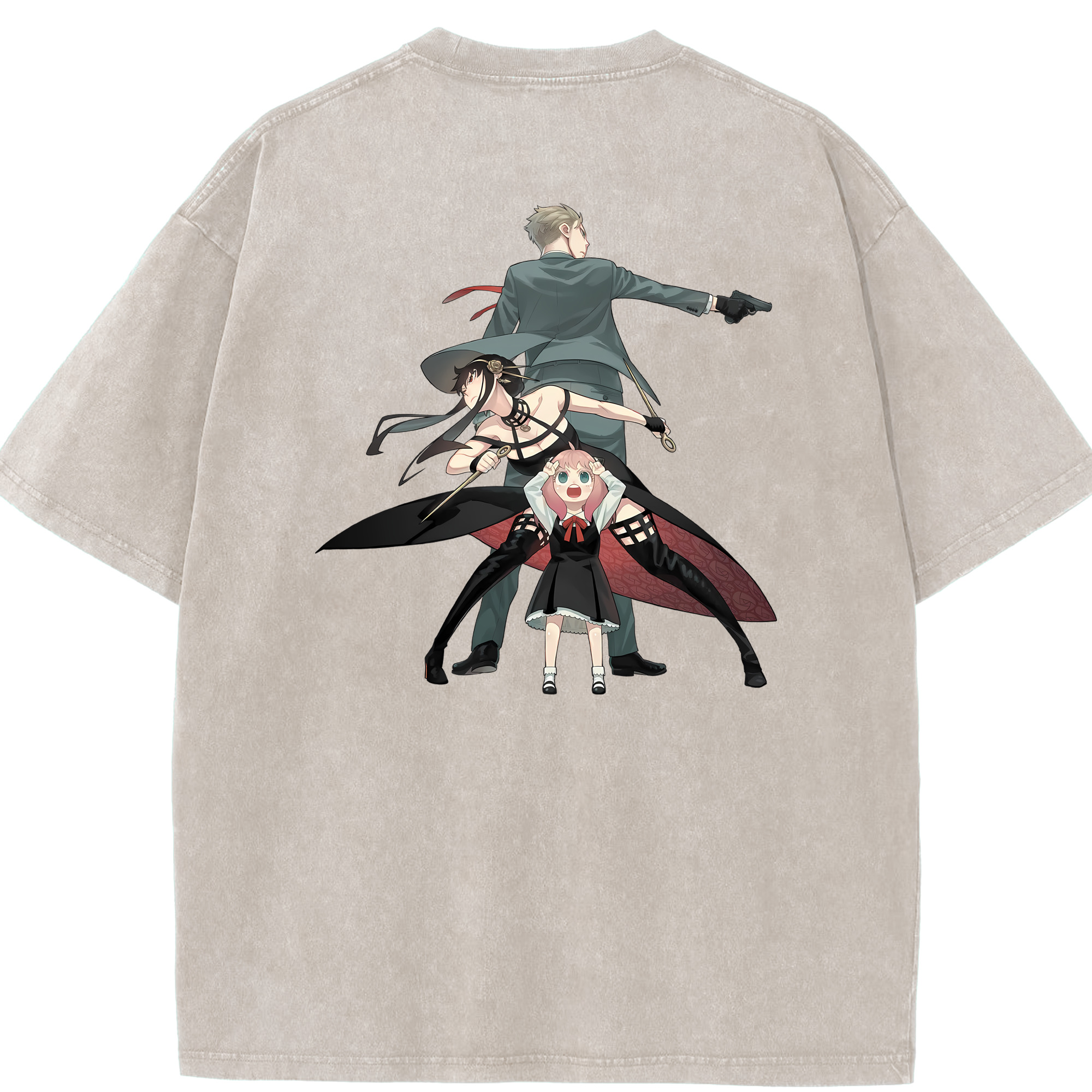 （画像用） SPY×FAMILY间谍家家酒 綿100% ヴィンテージ風 半袖Tシャツ（背面プリント）