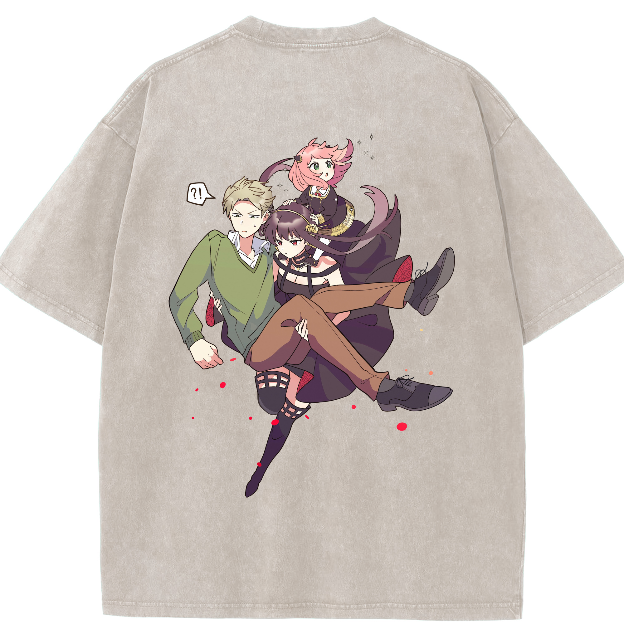 （画像用） SPY×FAMILY间谍家家酒 綿100% ヴィンテージ風 半袖Tシャツ（背面プリント）