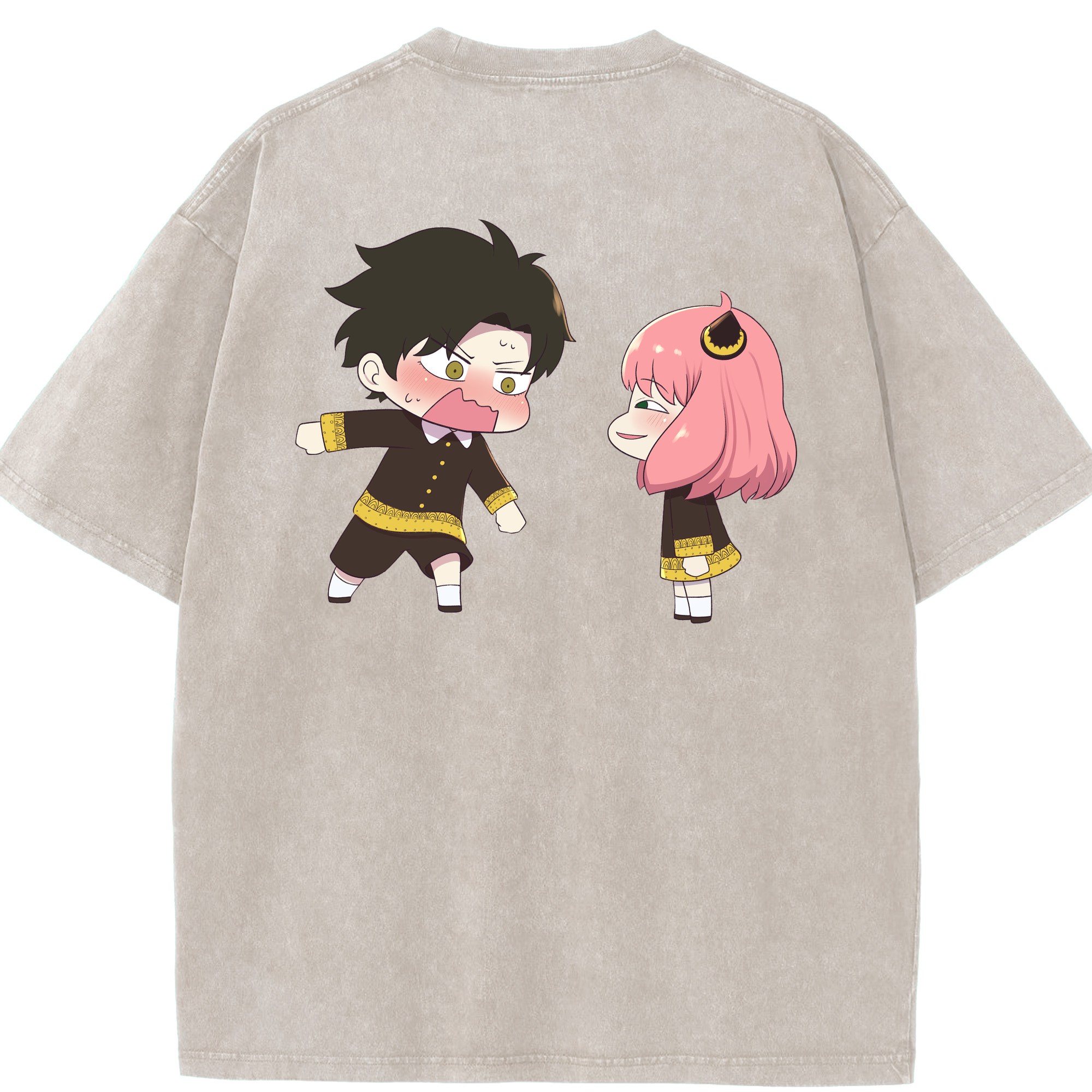 （画像用） SPY×FAMILY间谍家家酒 綿100% ヴィンテージ風 半袖Tシャツ（背面プリント）