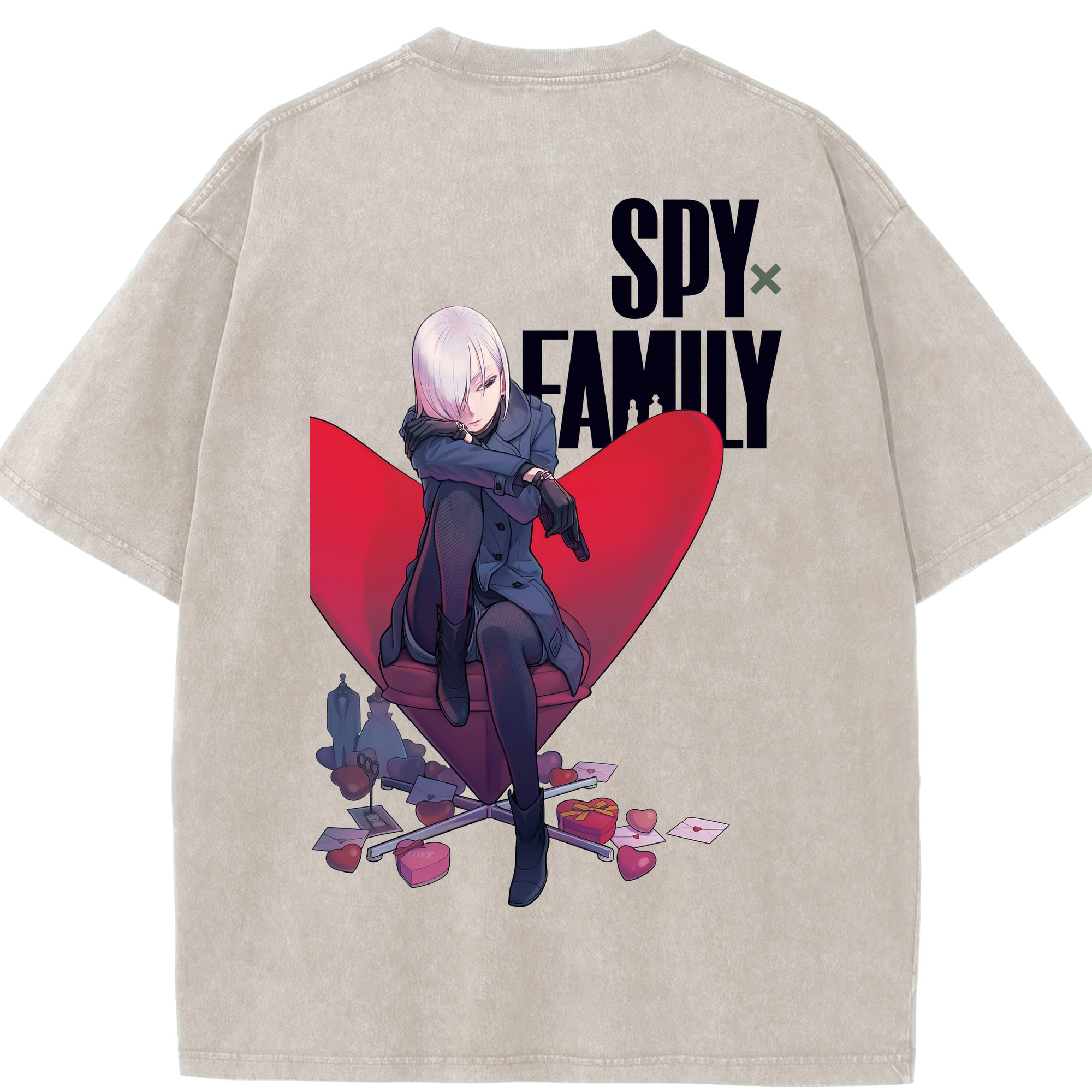 （画像用） SPY×FAMILY间谍家家酒 綿100% ヴィンテージ風 半袖Tシャツ（背面プリント）