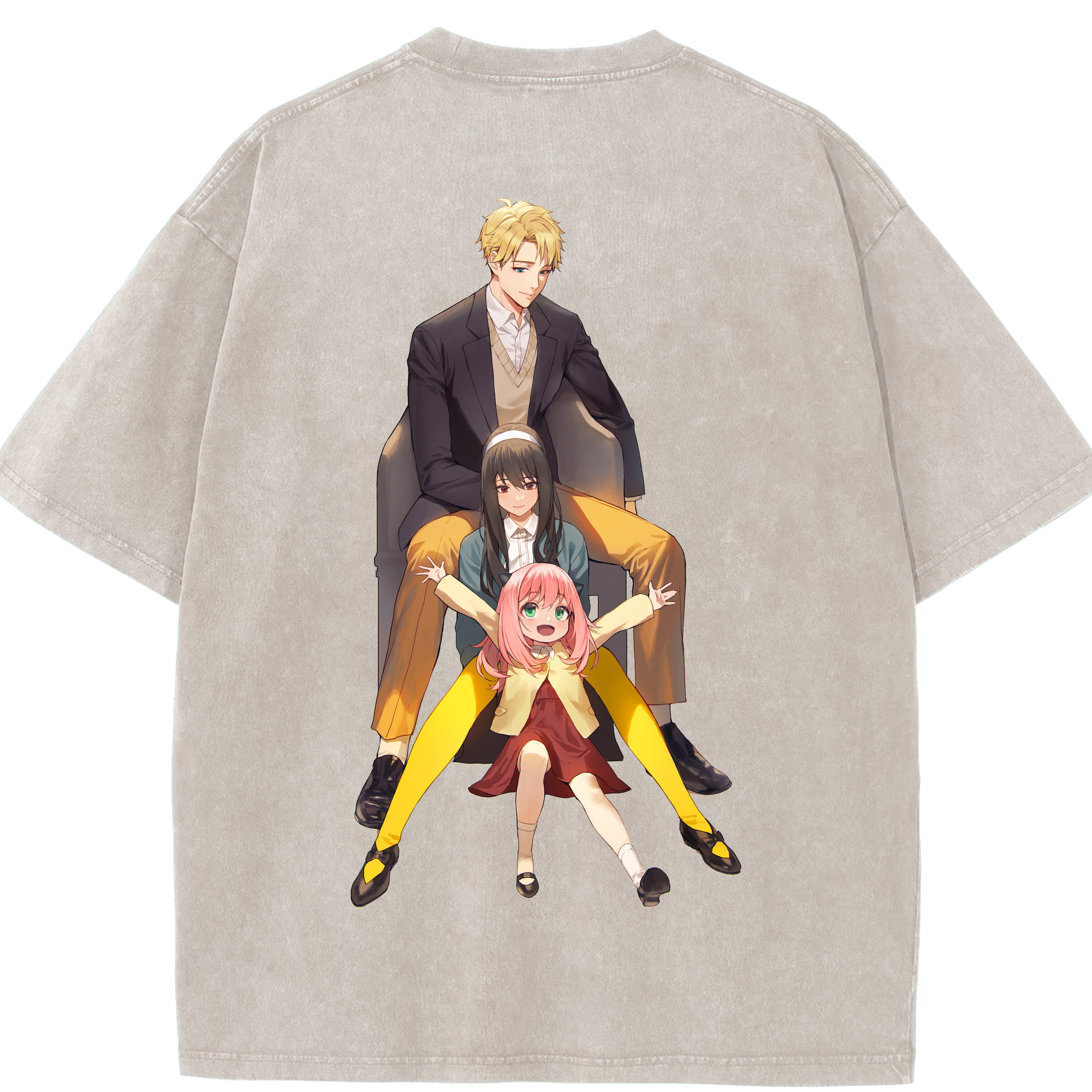 （画像用） SPY×FAMILY间谍家家酒 綿100% ヴィンテージ風 半袖Tシャツ（背面プリント）