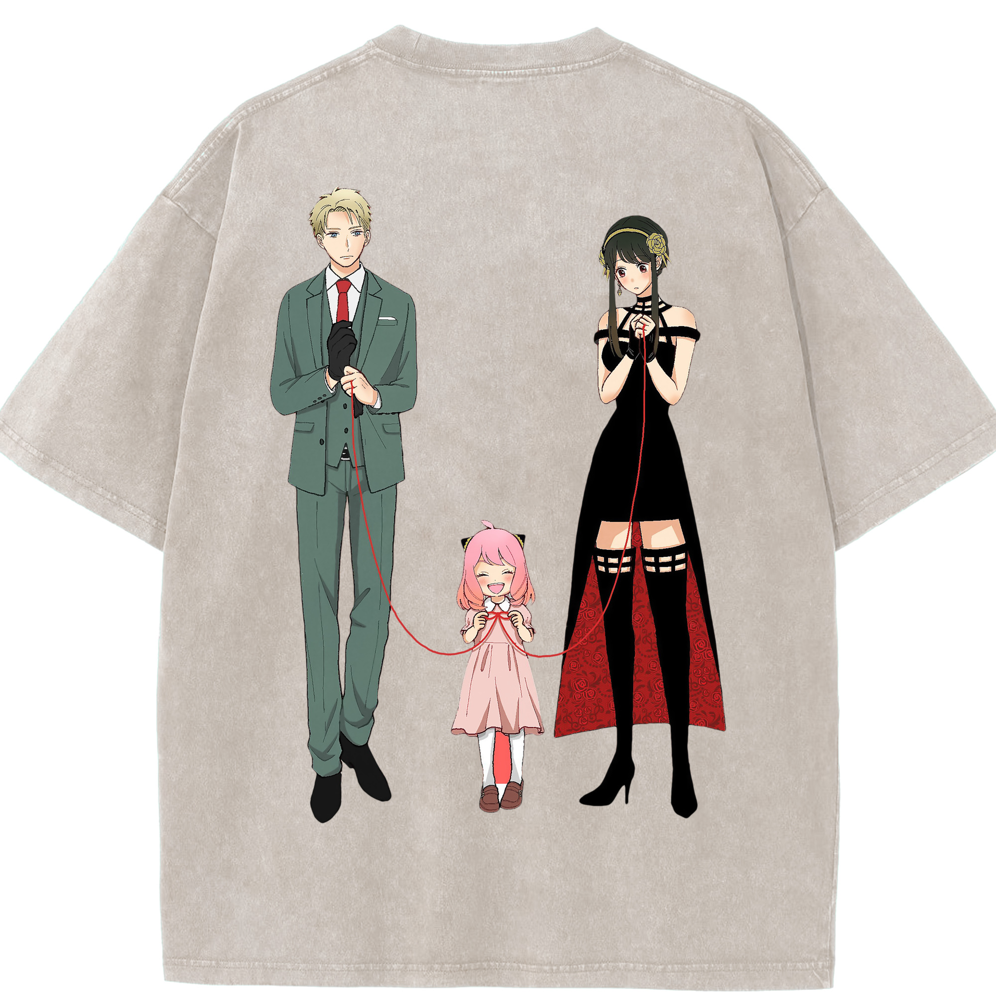（画像用） SPY×FAMILY间谍家家酒 綿100% ヴィンテージ風 半袖Tシャツ（背面プリント）