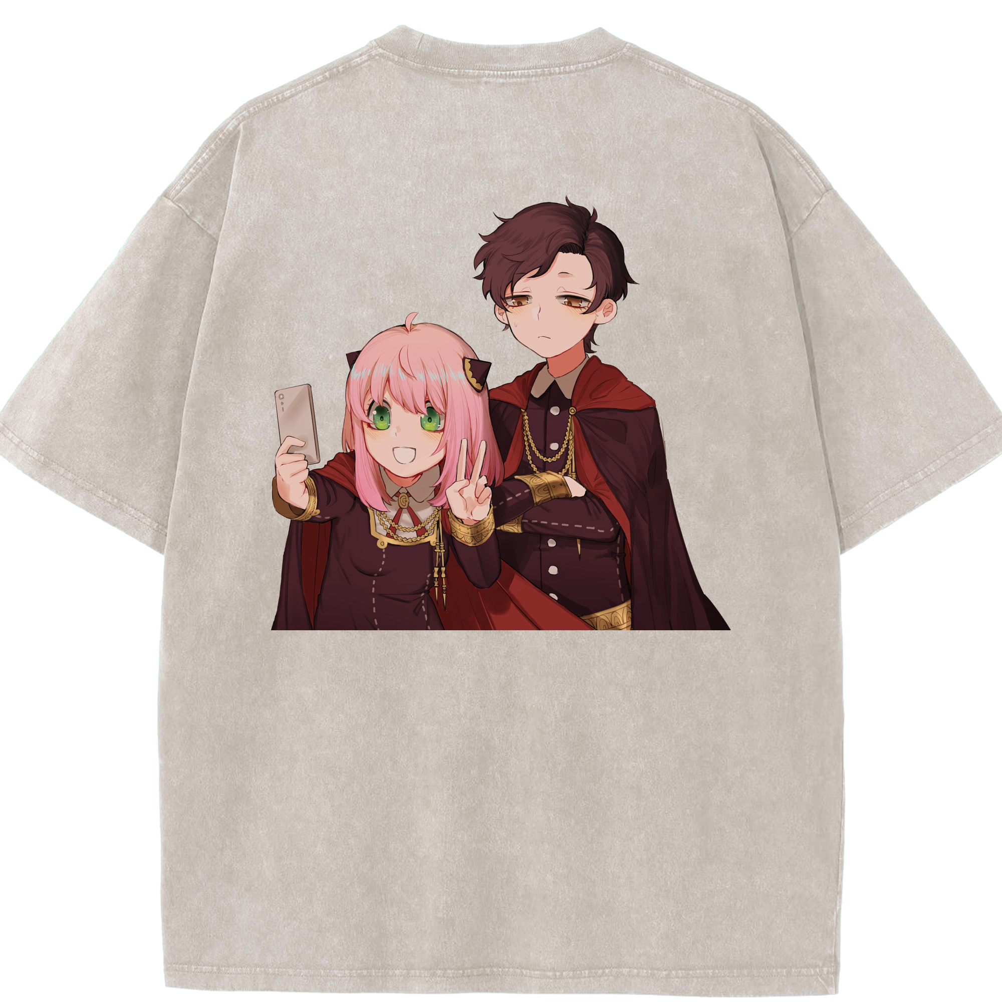 （画像用） SPY×FAMILY间谍家家酒 綿100% ヴィンテージ風 半袖Tシャツ（背面プリント）