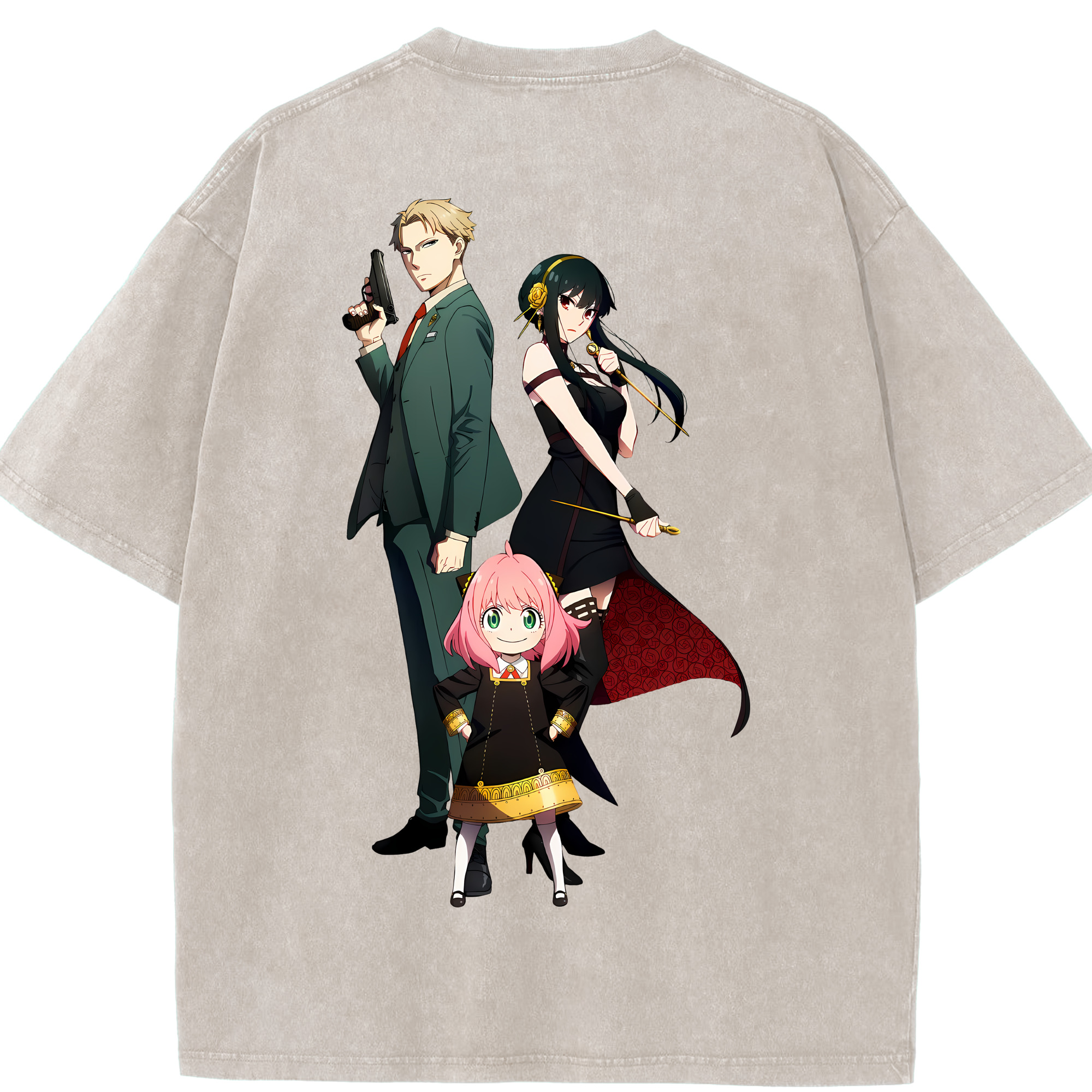 （画像用） SPY×FAMILY间谍家家酒 綿100% ヴィンテージ風 半袖Tシャツ（背面プリント）