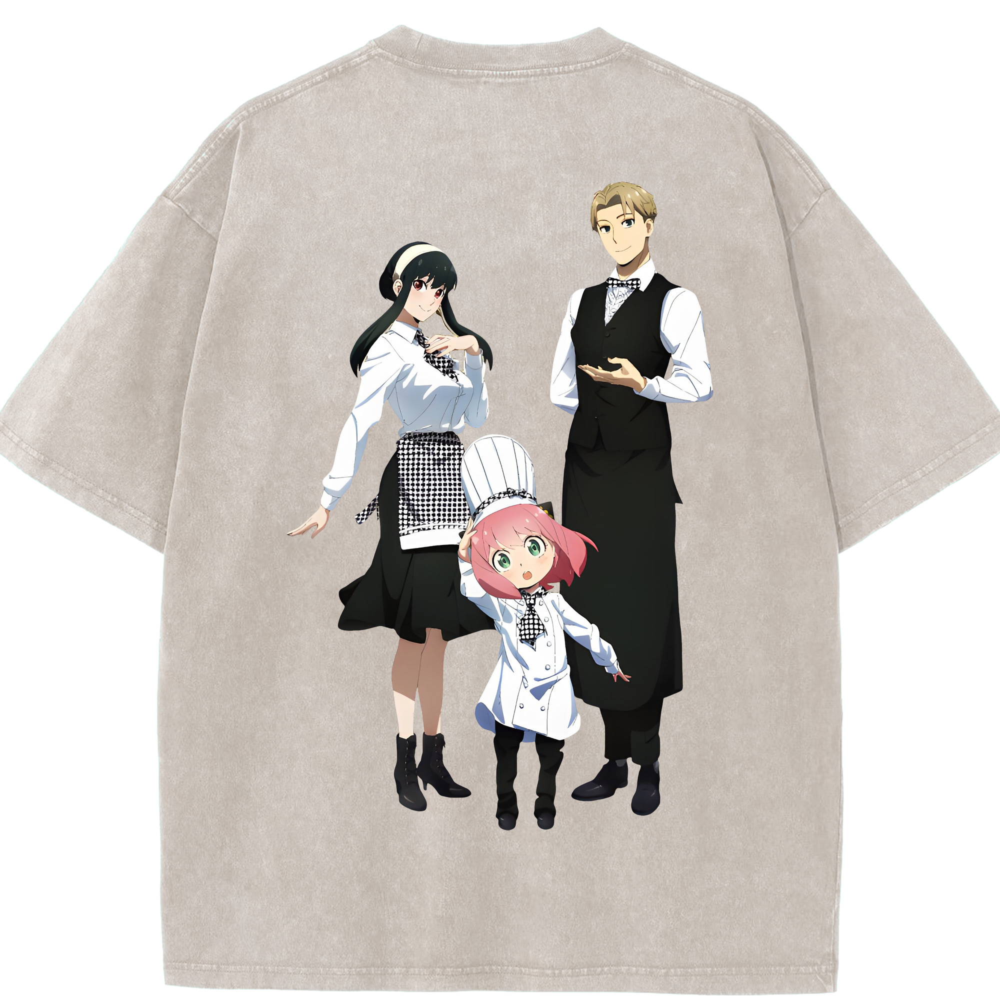 （画像用） SPY×FAMILY间谍家家酒 綿100% ヴィンテージ風 半袖Tシャツ（背面プリント）