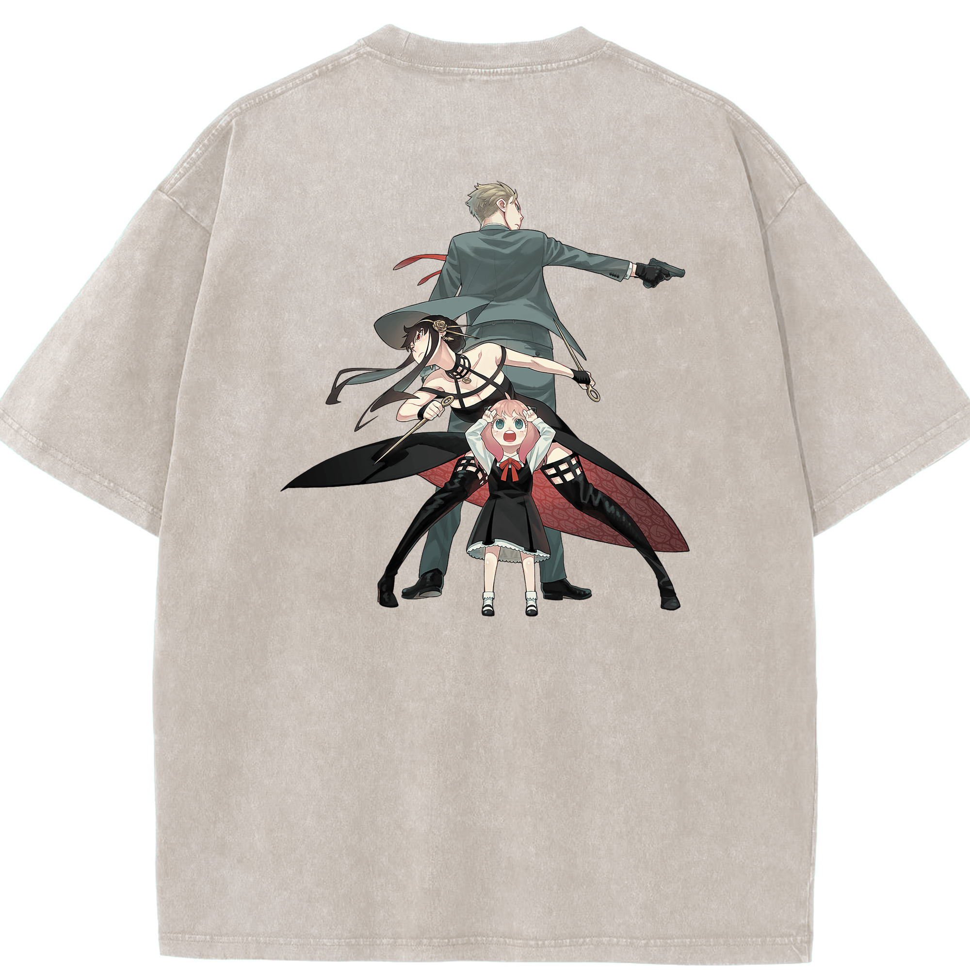 （画像用） SPY×FAMILY间谍家家酒 綿100% ヴィンテージ風 半袖Tシャツ（背面プリント）