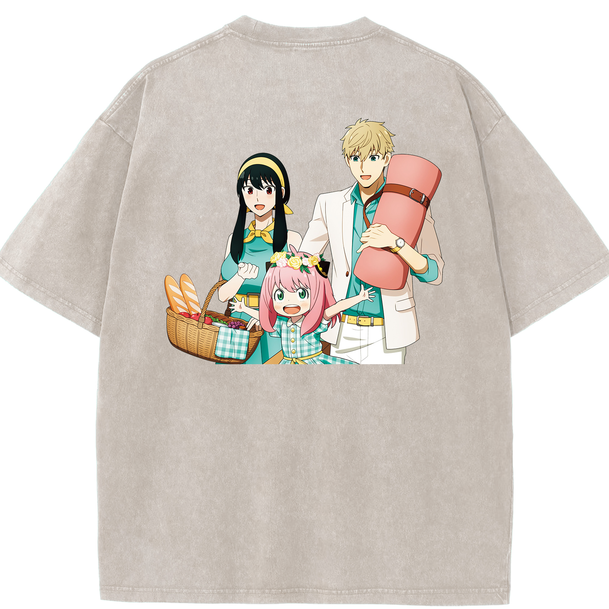 （画像用） SPY×FAMILY间谍家家酒 綿100% ヴィンテージ風 半袖Tシャツ（背面プリント）