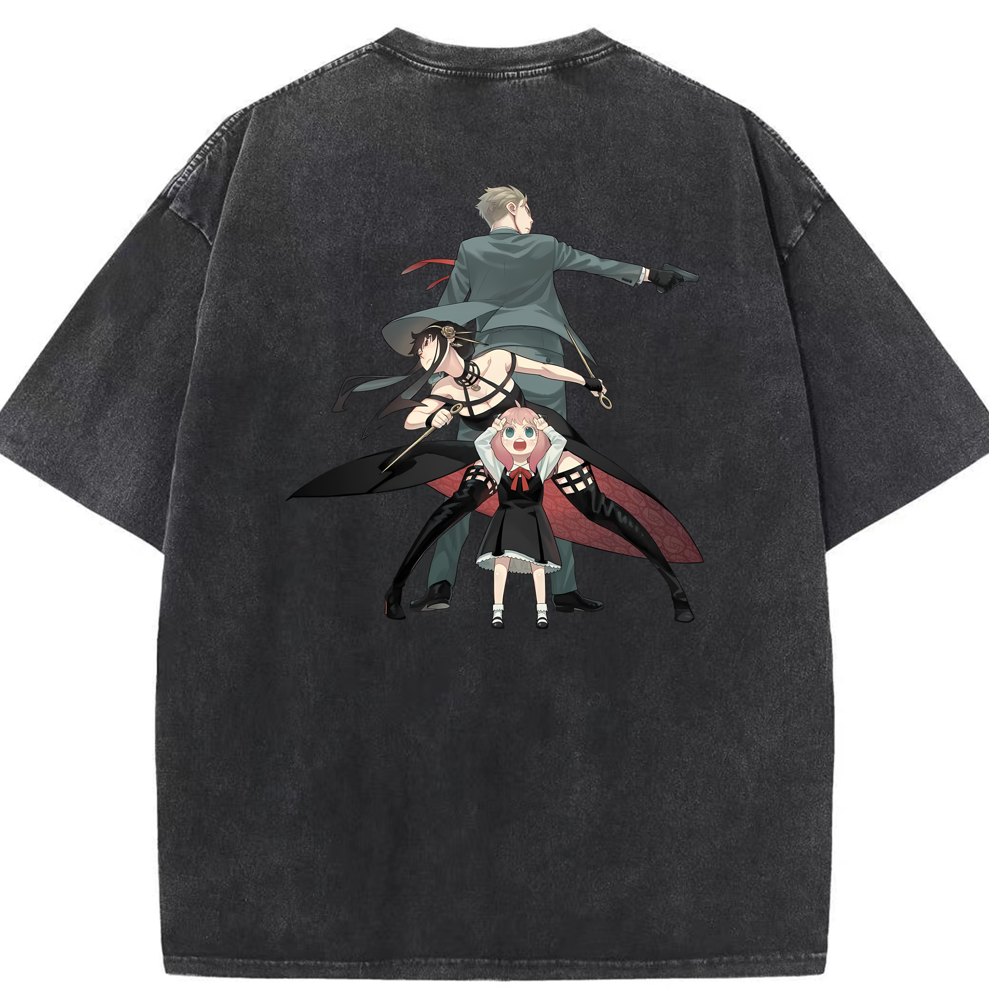 （画像用） SPY×FAMILY间谍家家酒 綿100% ヴィンテージ風 半袖Tシャツ（背面プリント）