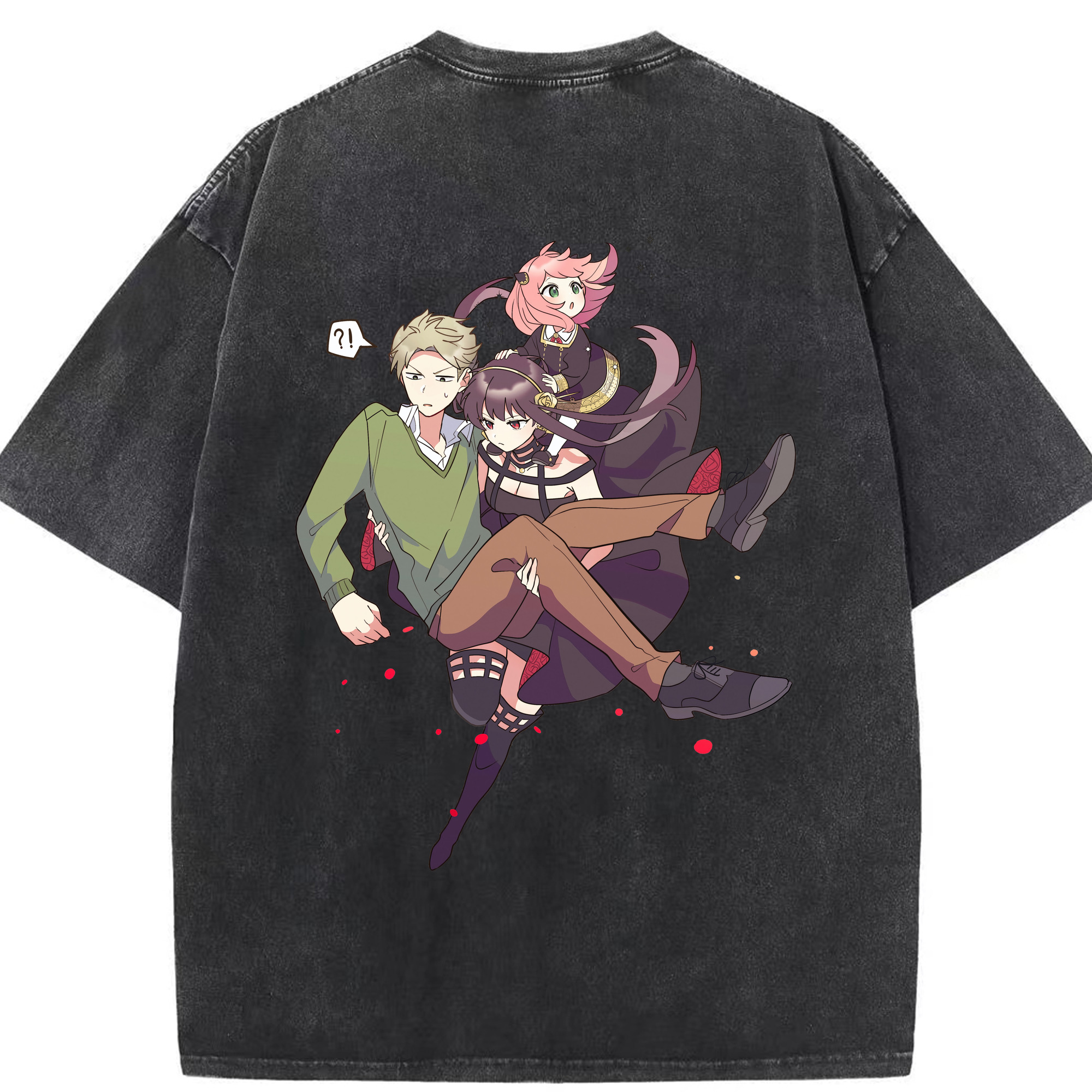 （画像用） SPY×FAMILY间谍家家酒 綿100% ヴィンテージ風 半袖Tシャツ（背面プリント）