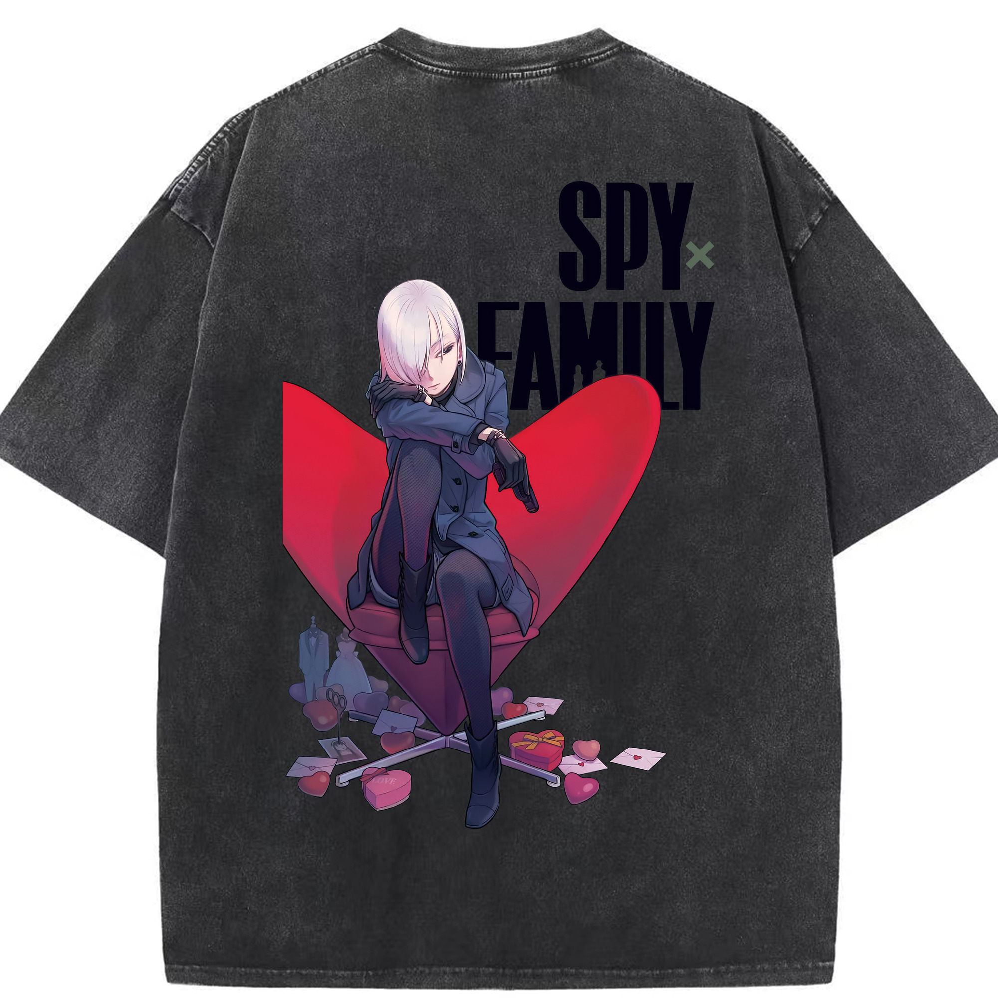 （画像用） SPY×FAMILY间谍家家酒 綿100% ヴィンテージ風 半袖Tシャツ（背面プリント）