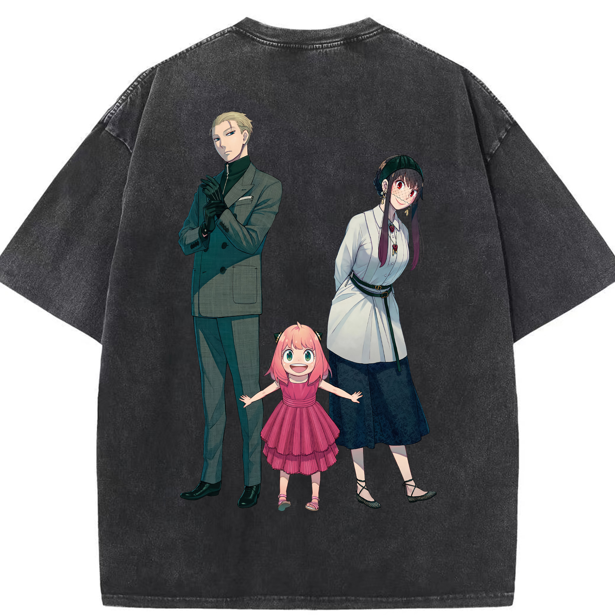 （画像用） SPY×FAMILY间谍家家酒 綿100% ヴィンテージ風 半袖Tシャツ（背面プリント）